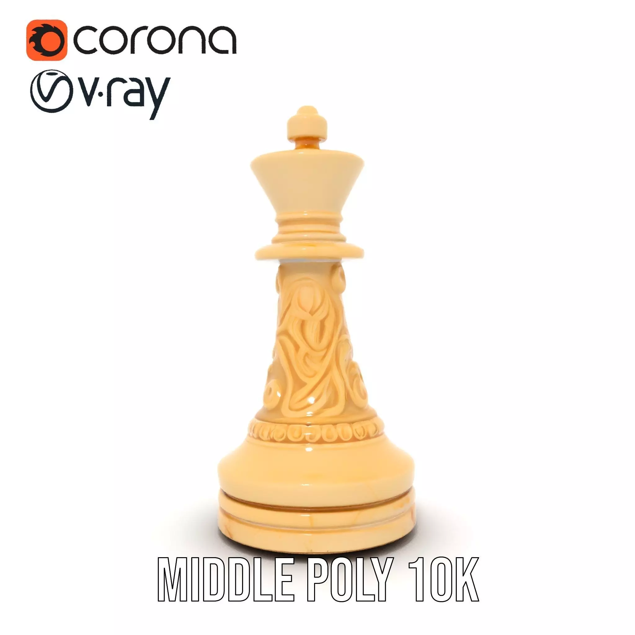 Ornate Ivory Chess King model pack Low-poly 3D model_16