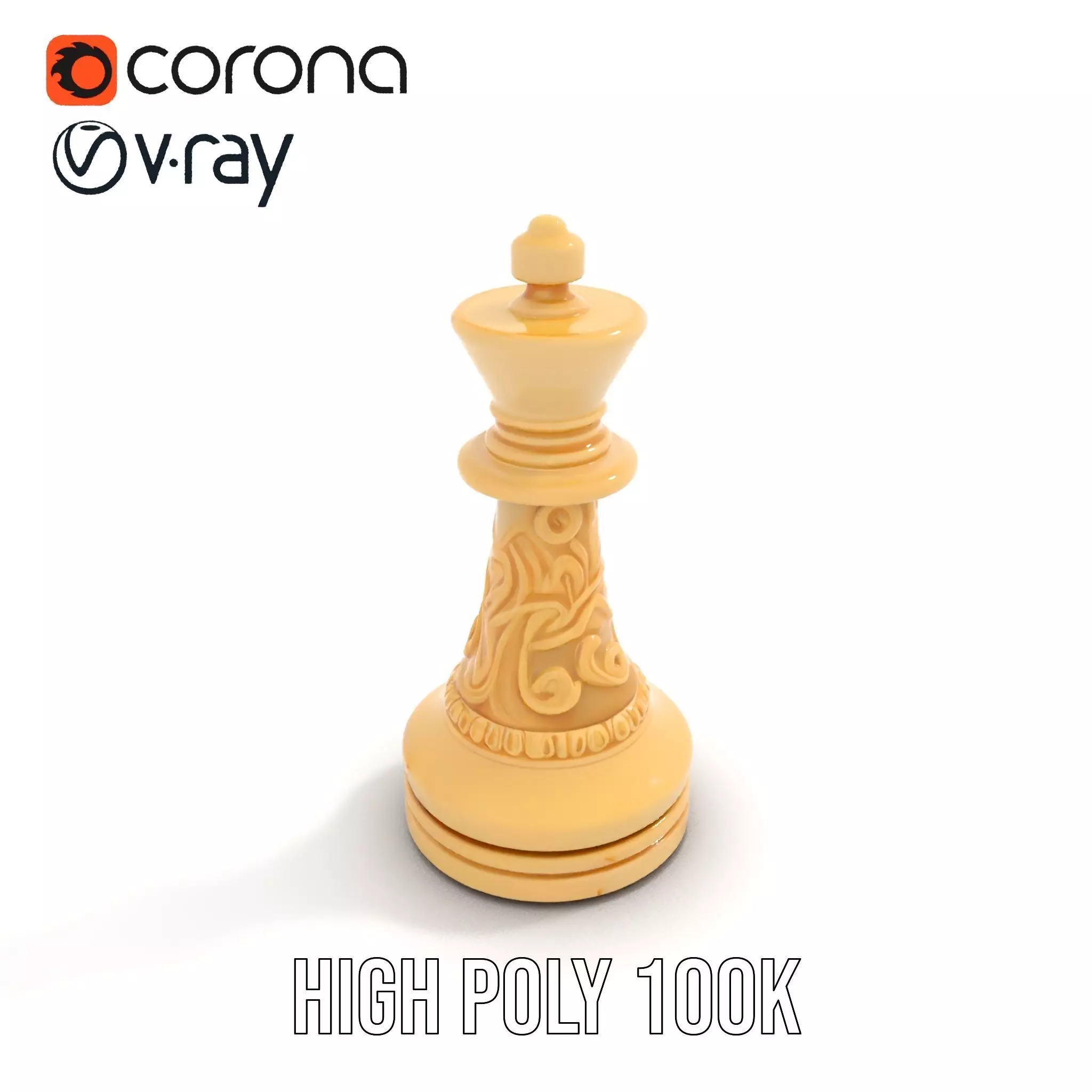 Ornate Ivory Chess King model pack Low-poly 3D model_15