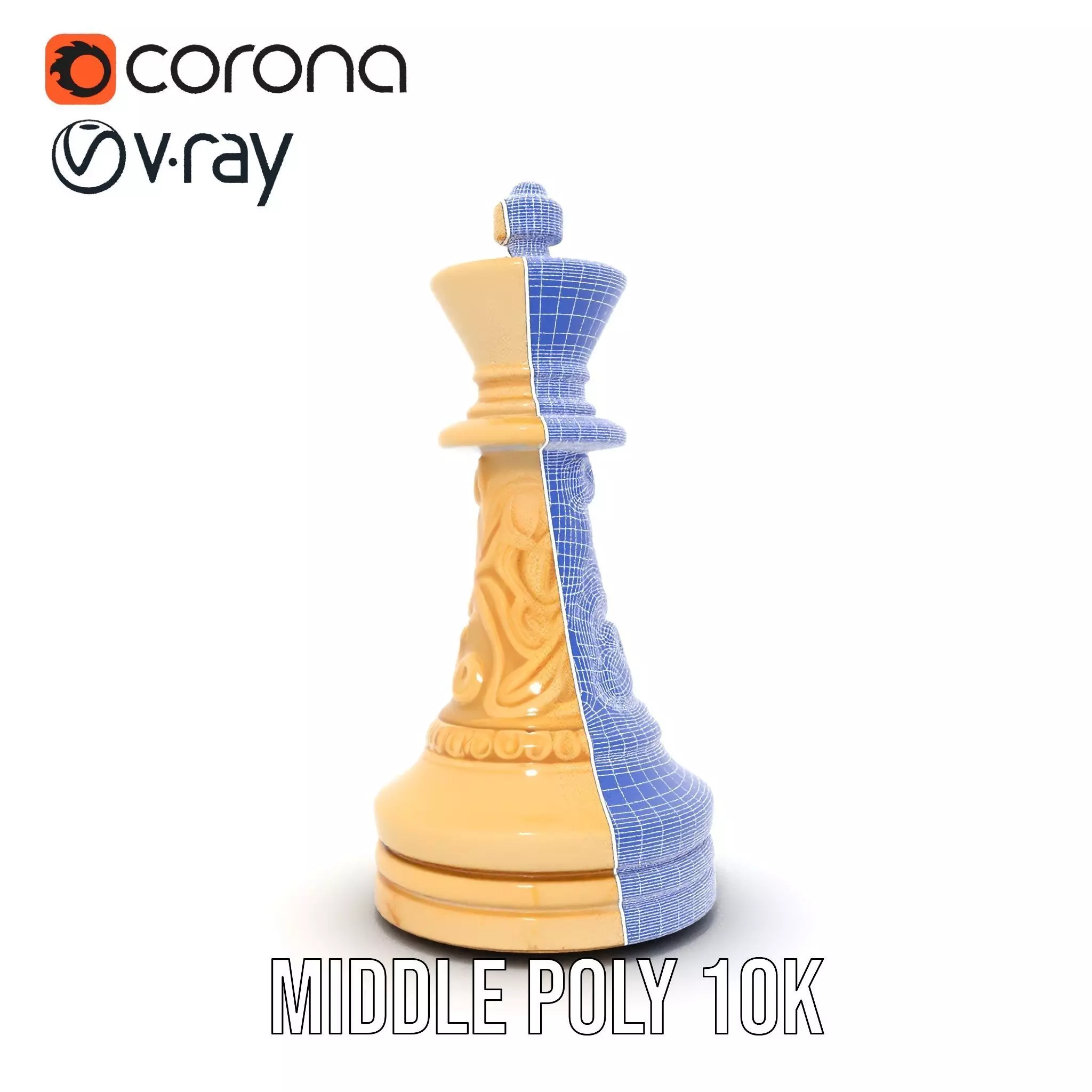 Ornate Ivory Chess King model pack Low-poly 3D model_30