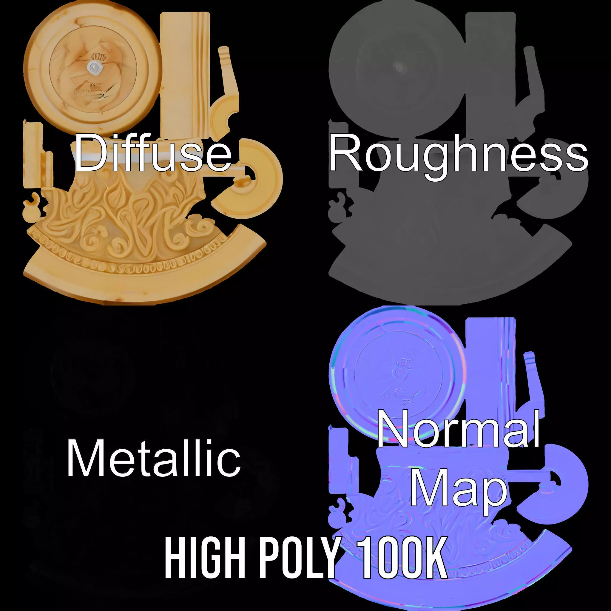 Ornate Ivory Chess King model pack Low-poly 3D model_3