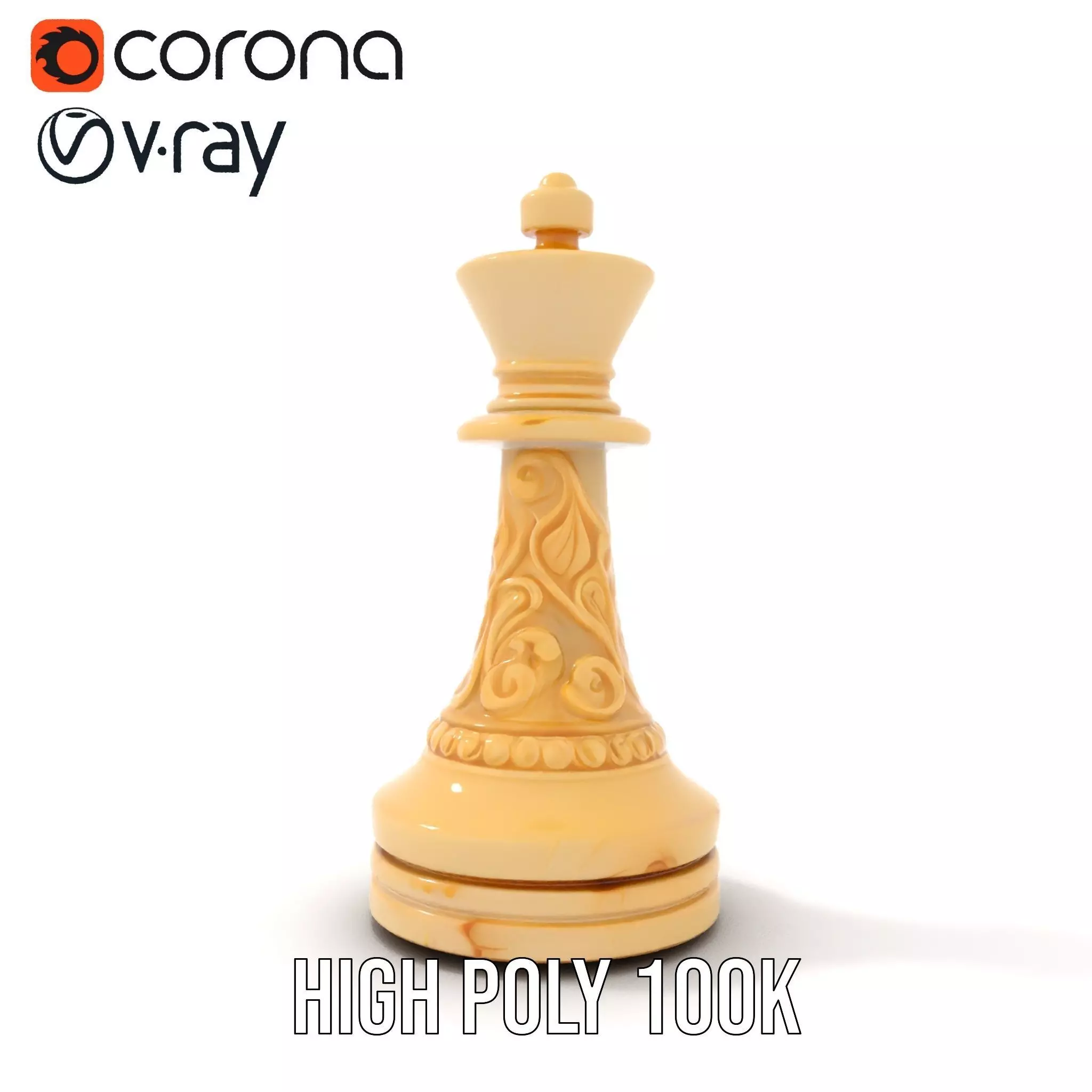 Ornate Ivory Chess King model pack Low-poly 3D model_20