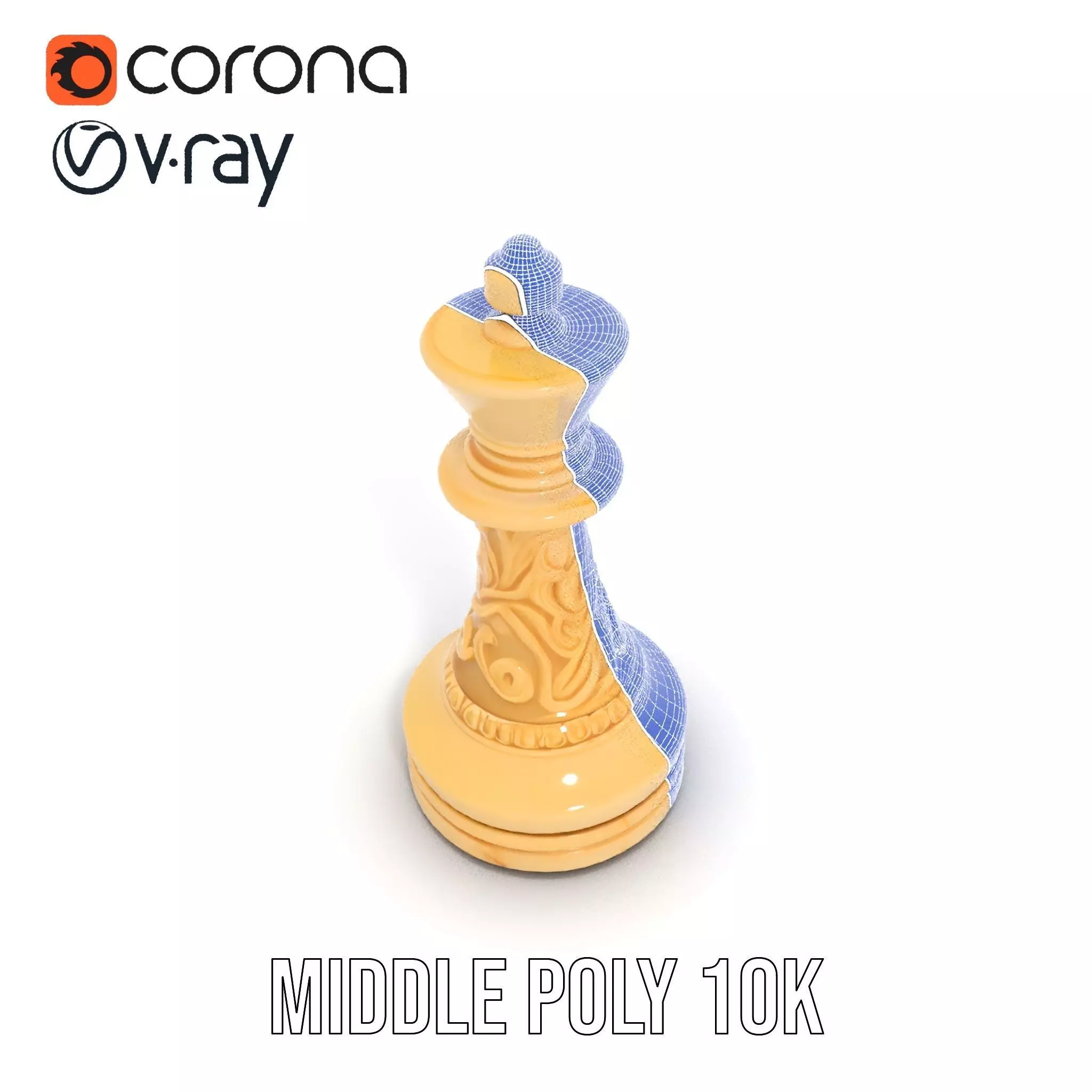 Ornate Ivory Chess King model pack Low-poly 3D model_21