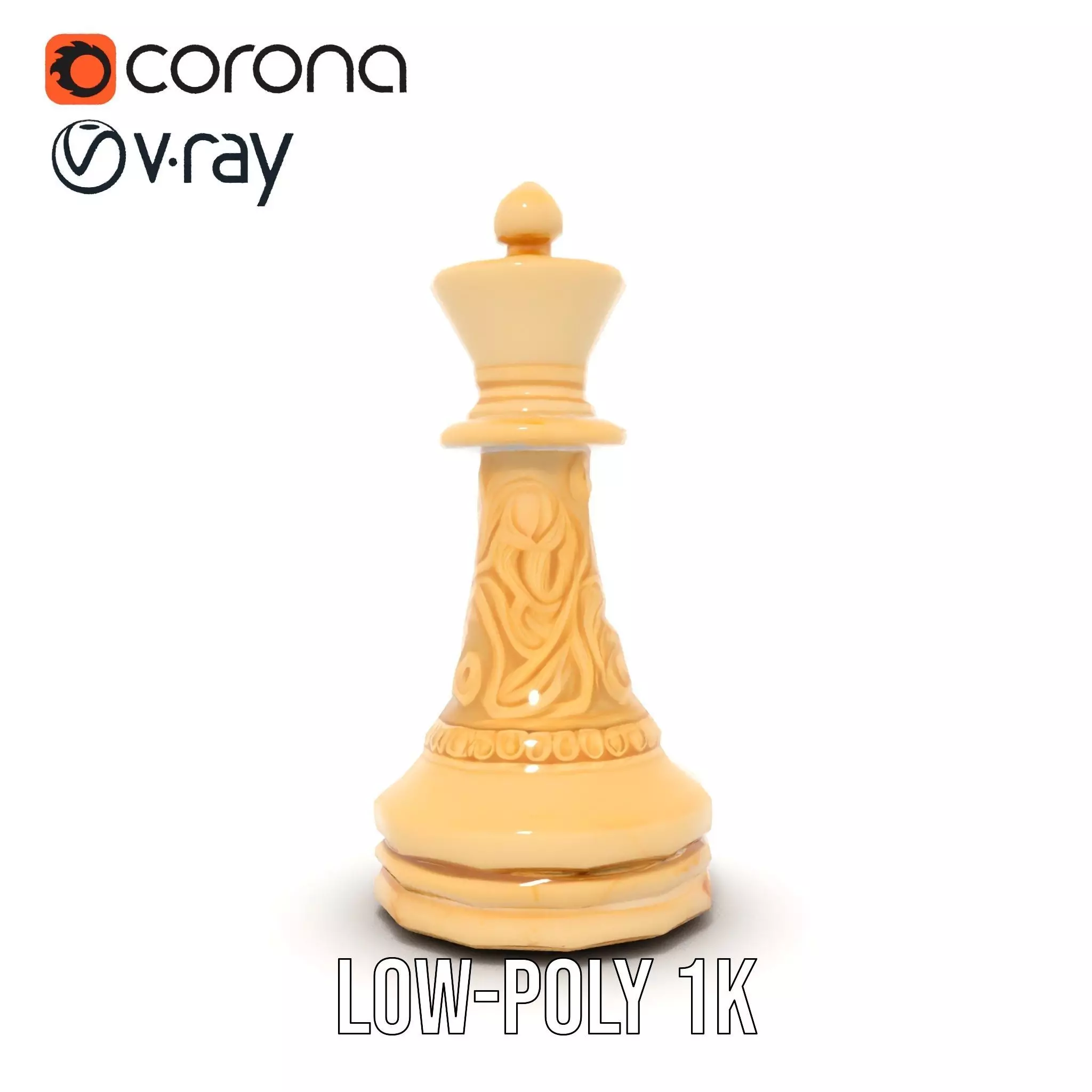 Ornate Ivory Chess King model pack Low-poly 3D model_25