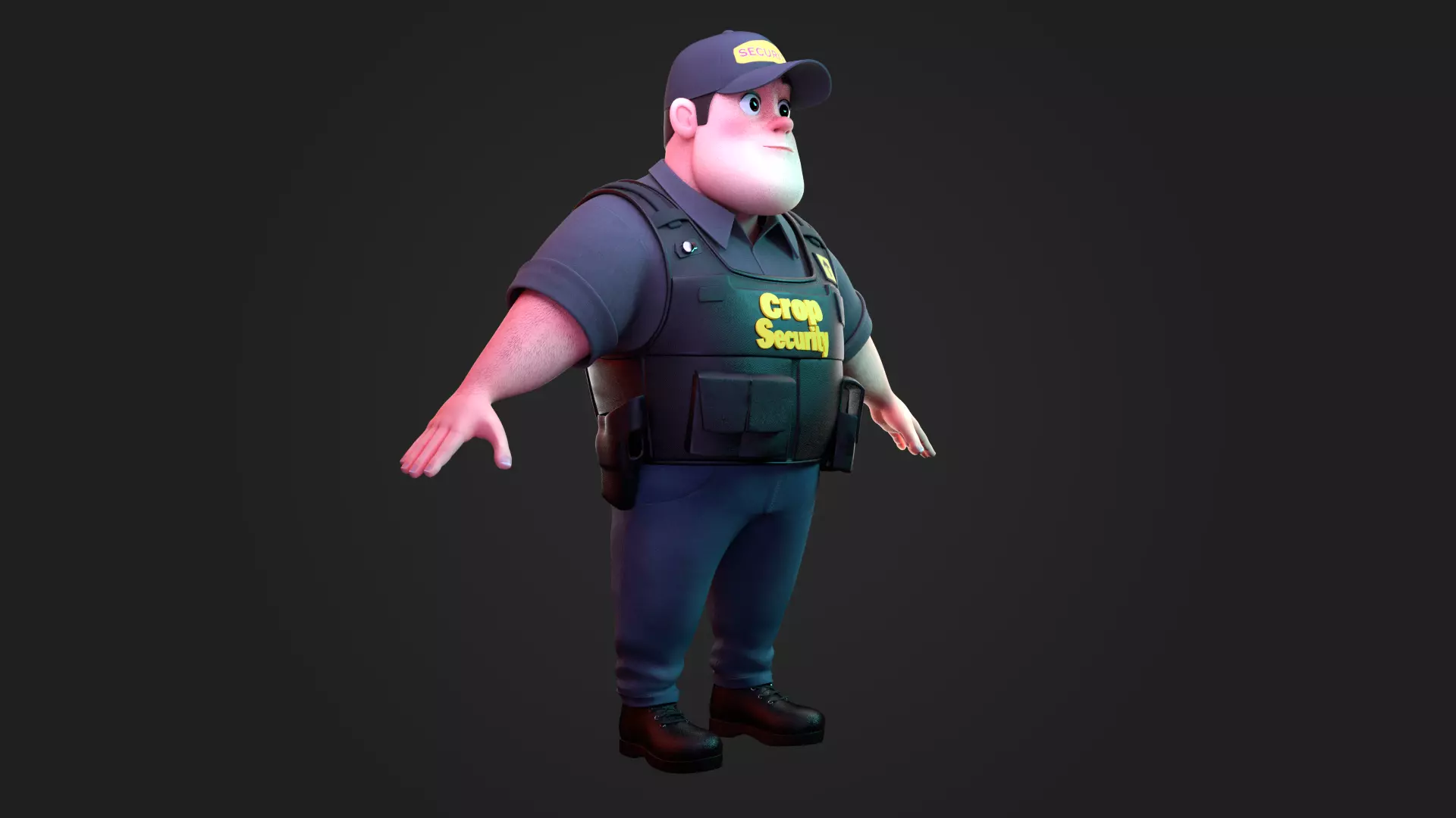 Stylized Security Guard Character Rigged 3D Model 3D model_8