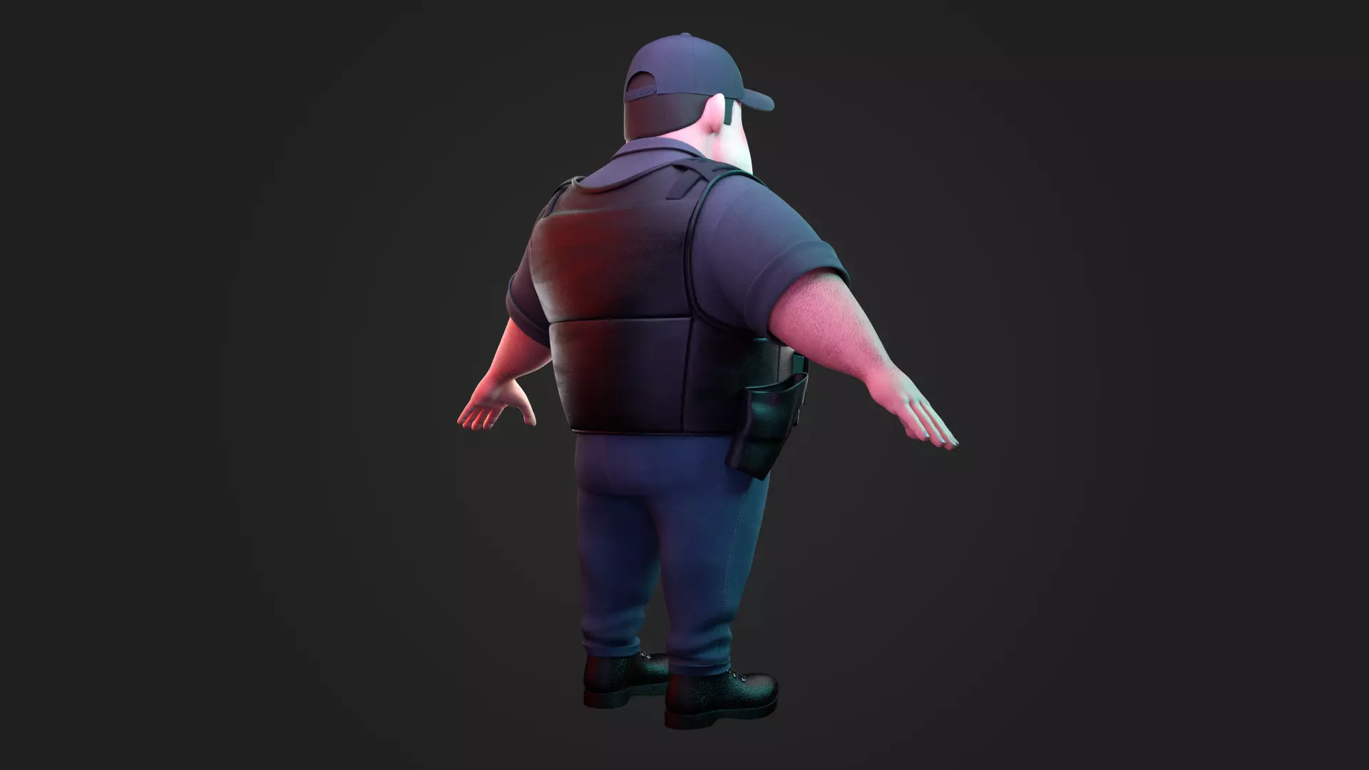 Stylized Security Guard Character Rigged 3D Model 3D model_3