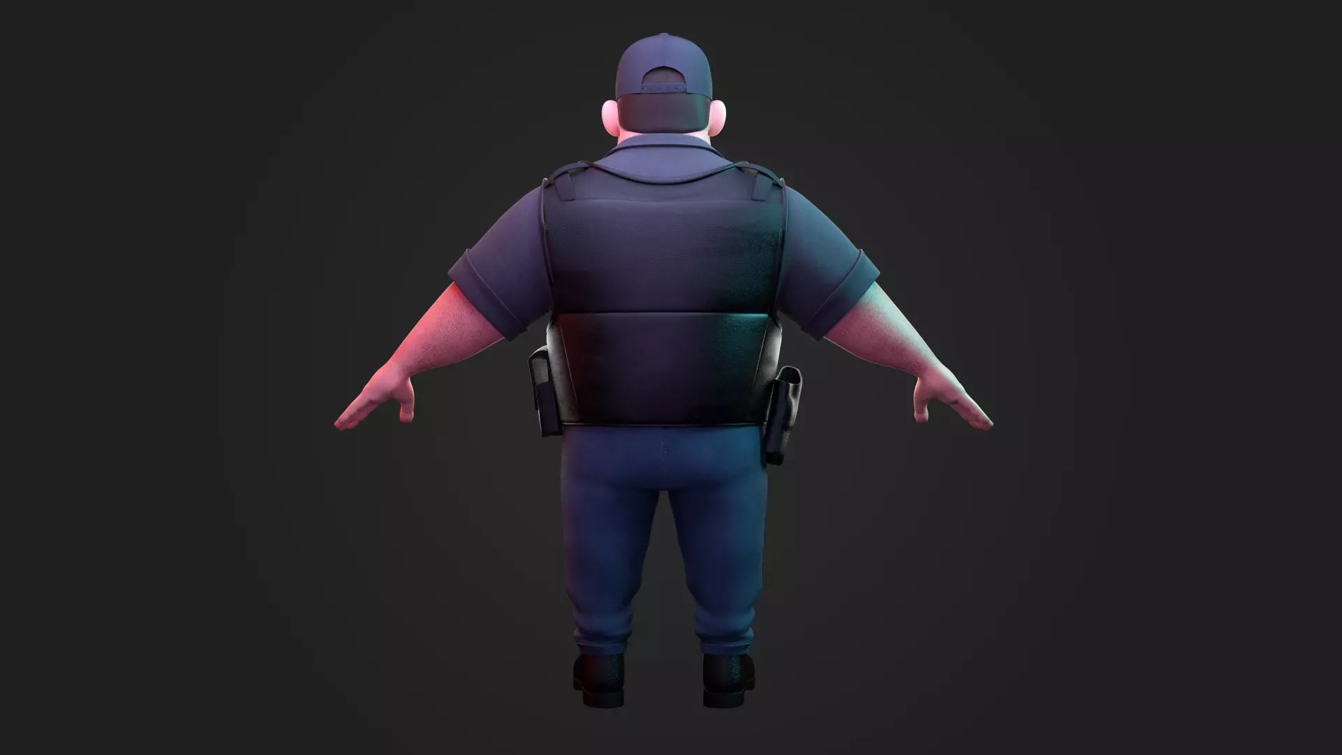 Stylized Security Guard Character Rigged 3D Model 3D model_2