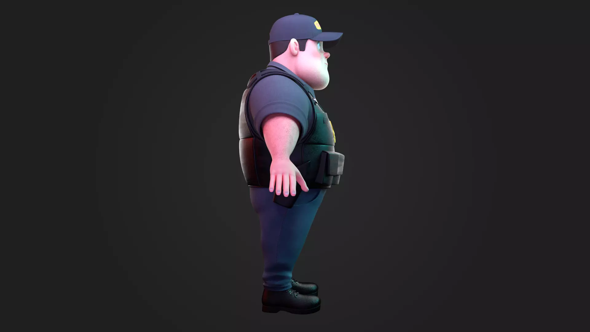 Stylized Security Guard Character Rigged 3D Model 3D model_16