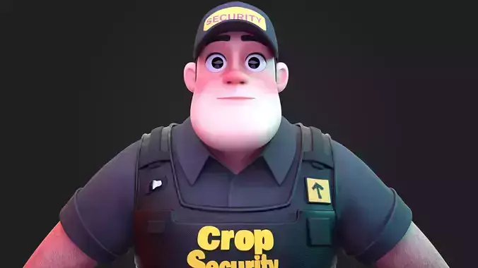 Stylized Security Guard Character Rigged 3D Model