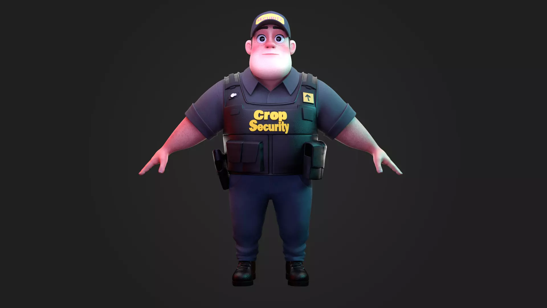 Stylized Security Guard Character Rigged 3D Model 3D model_1
