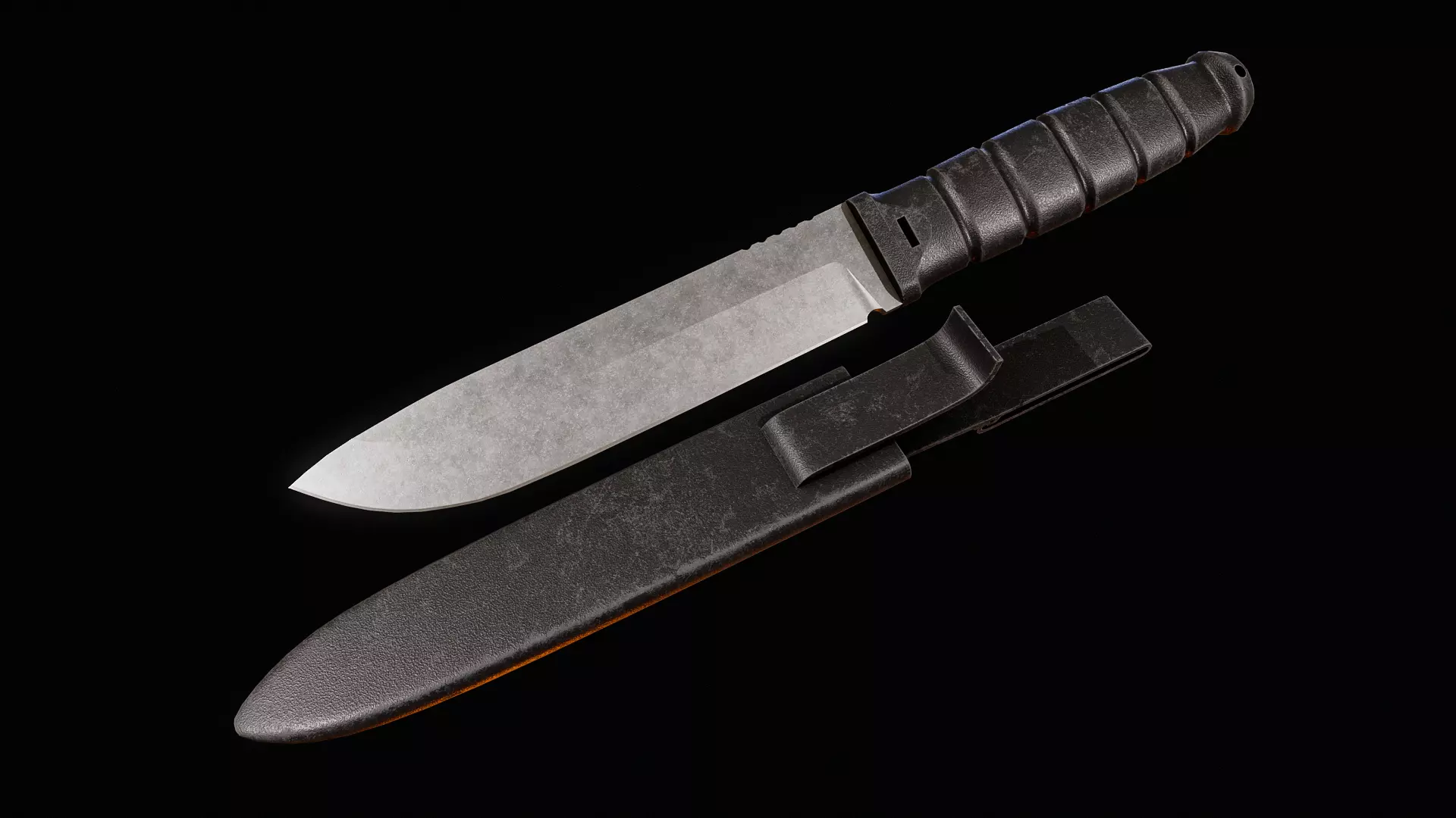 Tactical Knife with Plastic Sheats Low-poly 3D model_1