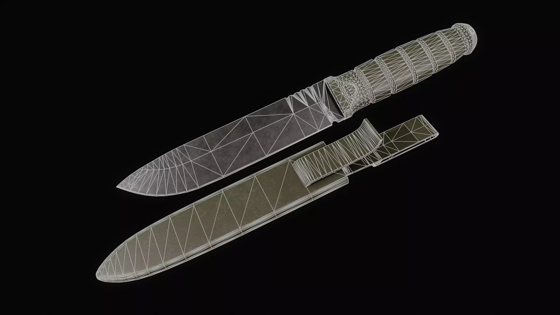 Tactical Knife with Plastic Sheats Low-poly 3D model_6
