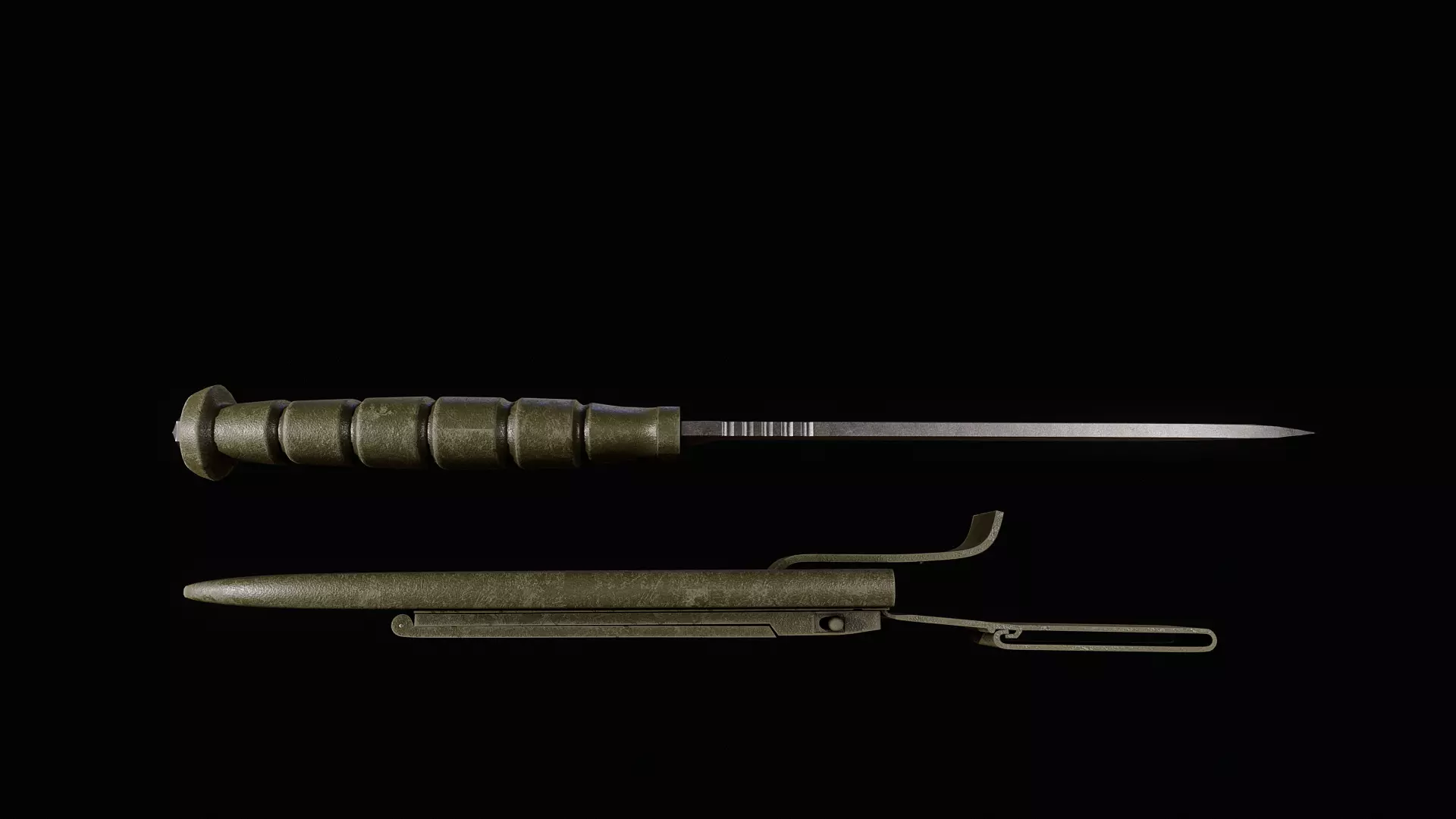 Tactical Knife with Plastic Sheats Low-poly 3D model_5