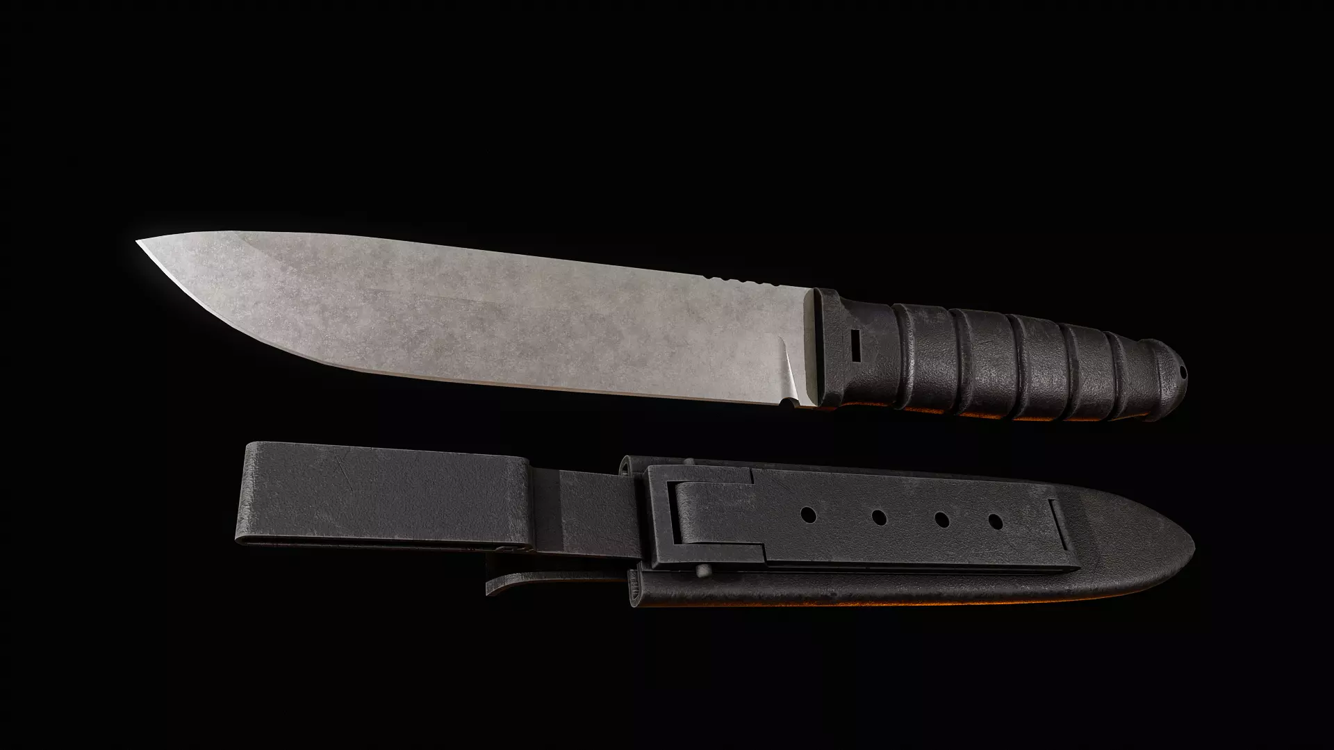 Tactical Knife with Plastic Sheats Low-poly 3D model_3