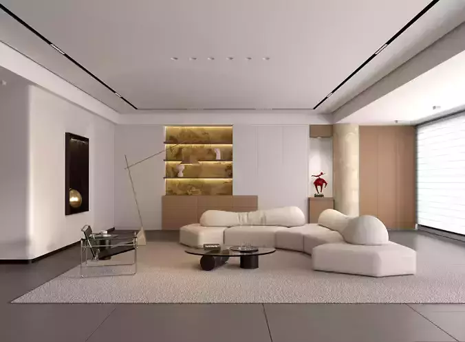 Modern Japandi Living Room 85 3D model