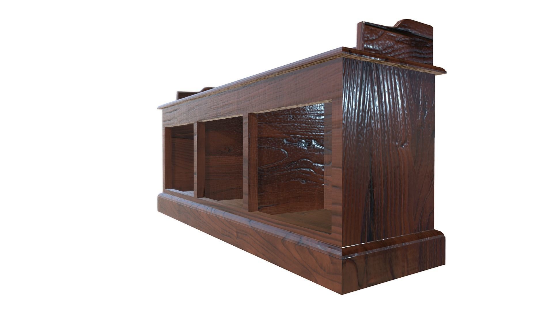 Wood Floor Cabinet Low-poly 3D model_10