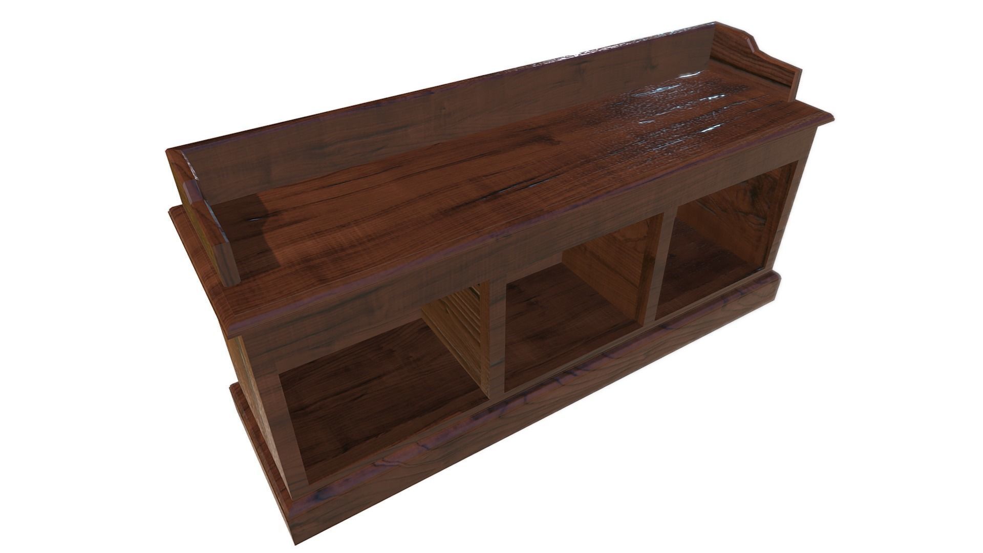 Wood Floor Cabinet Low-poly 3D model_5