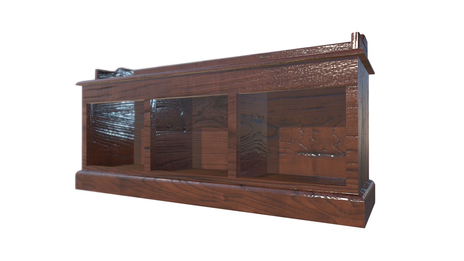 Wood Floor Cabinet Low-poly 3D model_9