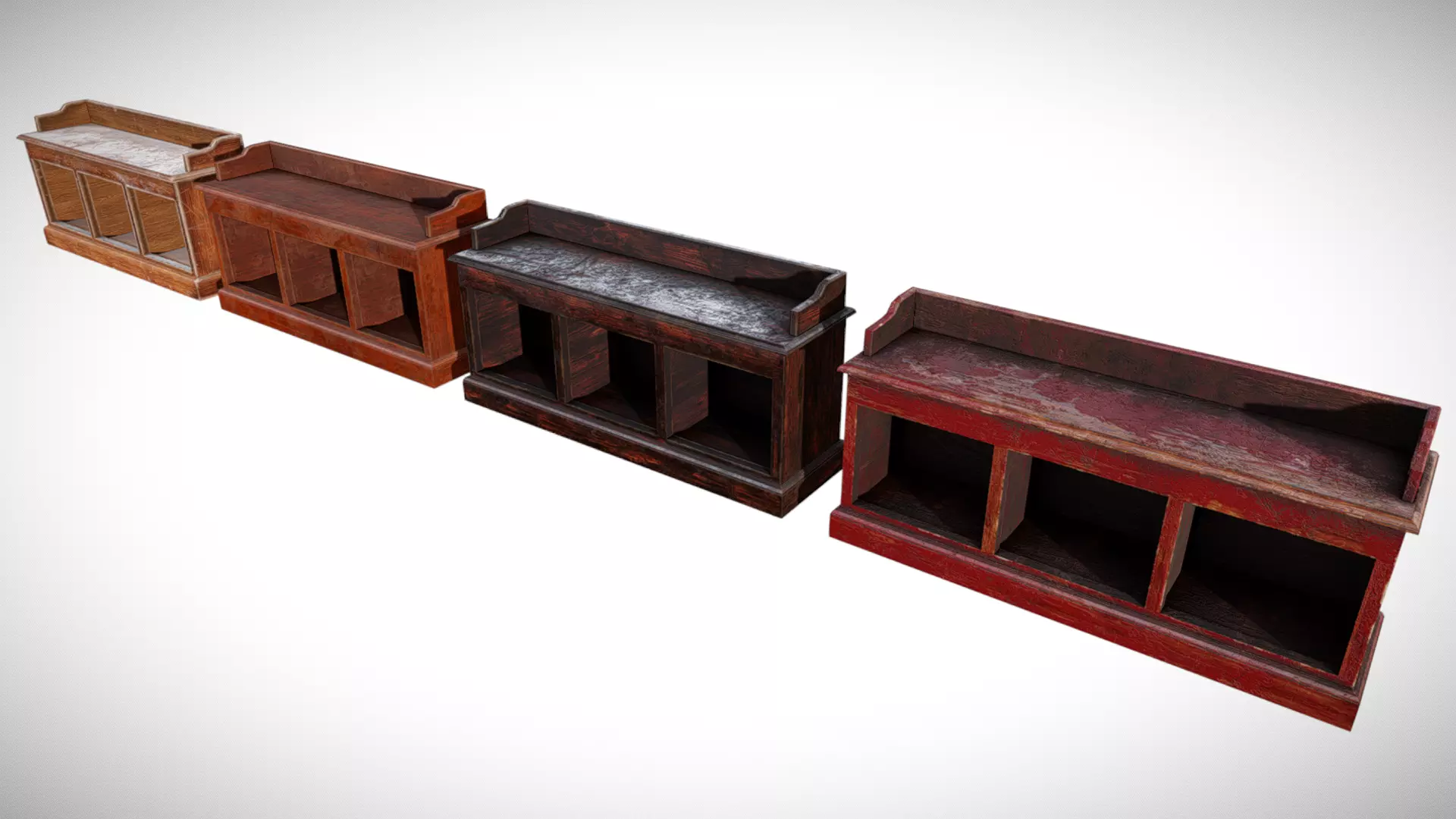 Wood Floor Cabinet Low-poly 3D model_0