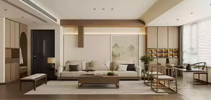 Modern Oriental Living Space with Tea Area 78