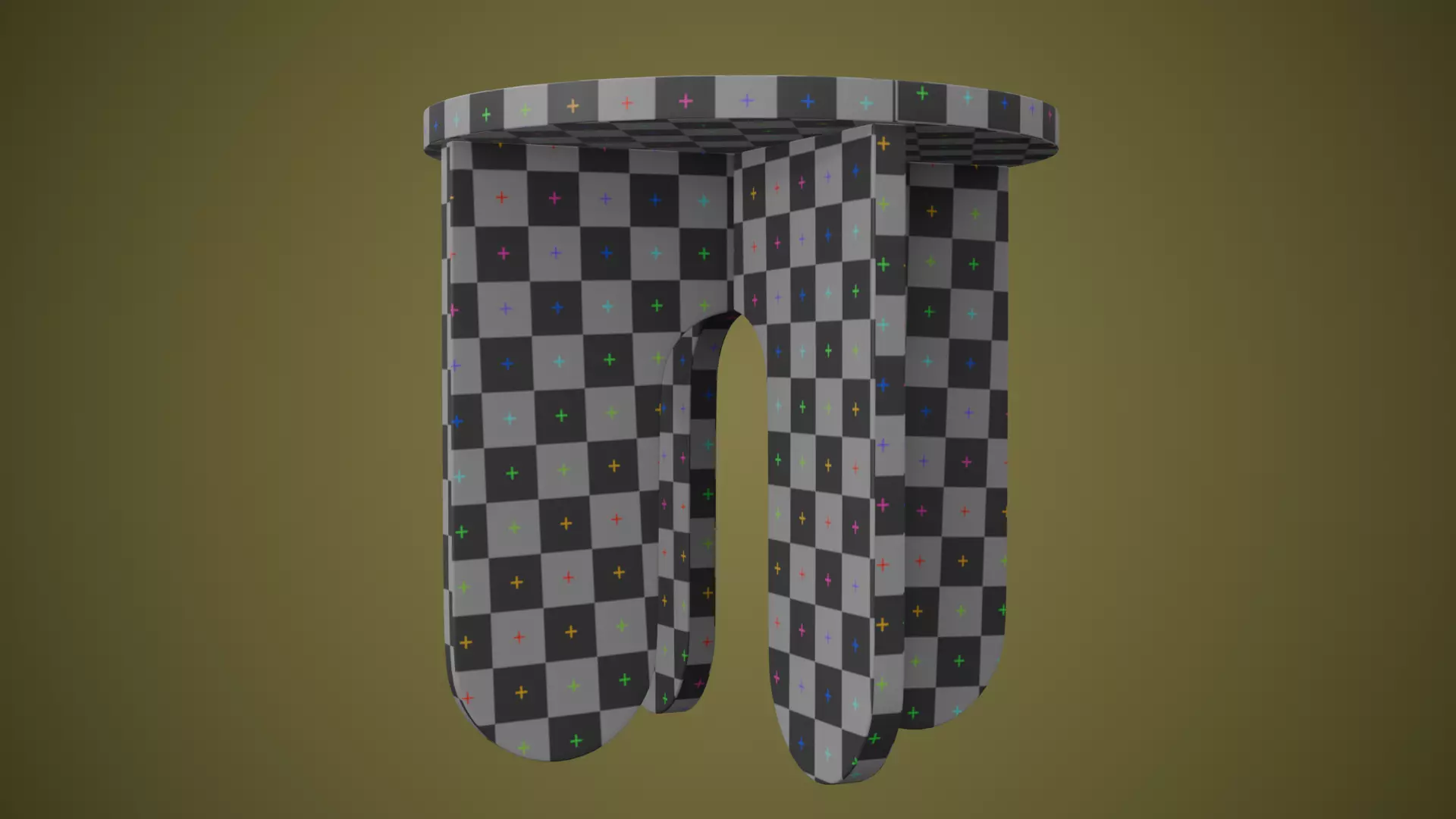 Wooden Stool Modern Side Table Low-poly 3D model_14