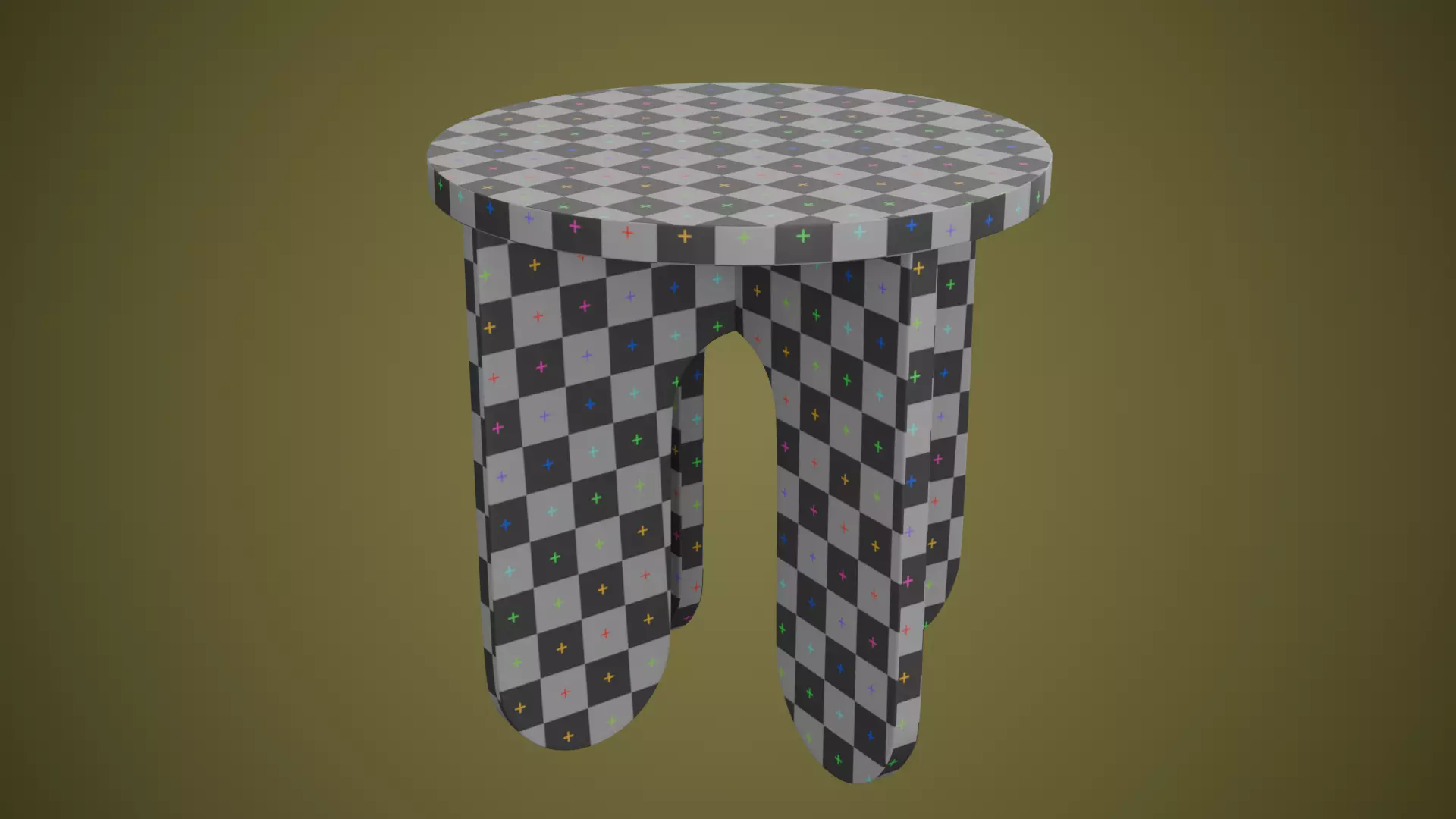 Wooden Stool Modern Side Table Low-poly 3D model_10