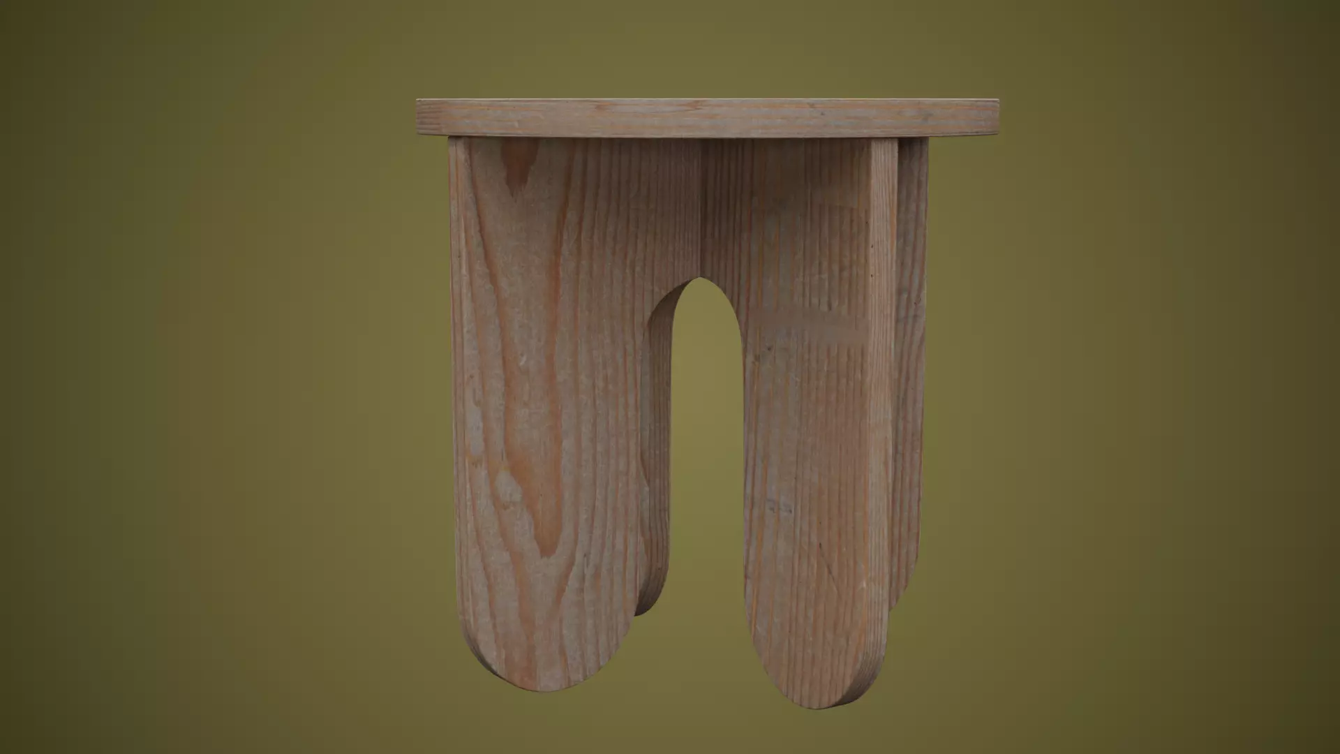 Wooden Stool Modern Side Table Low-poly 3D model_2