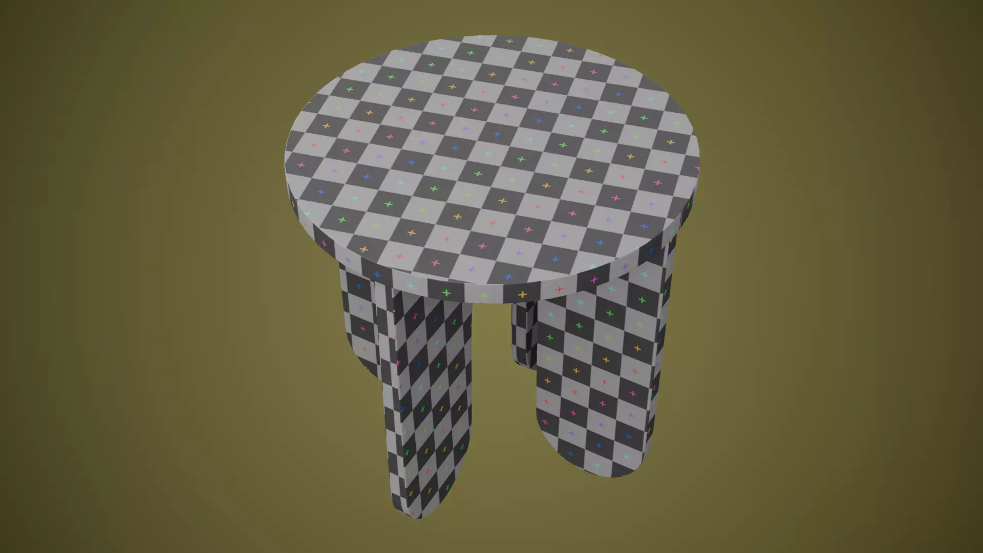 Wooden Stool Modern Side Table Low-poly 3D model_13