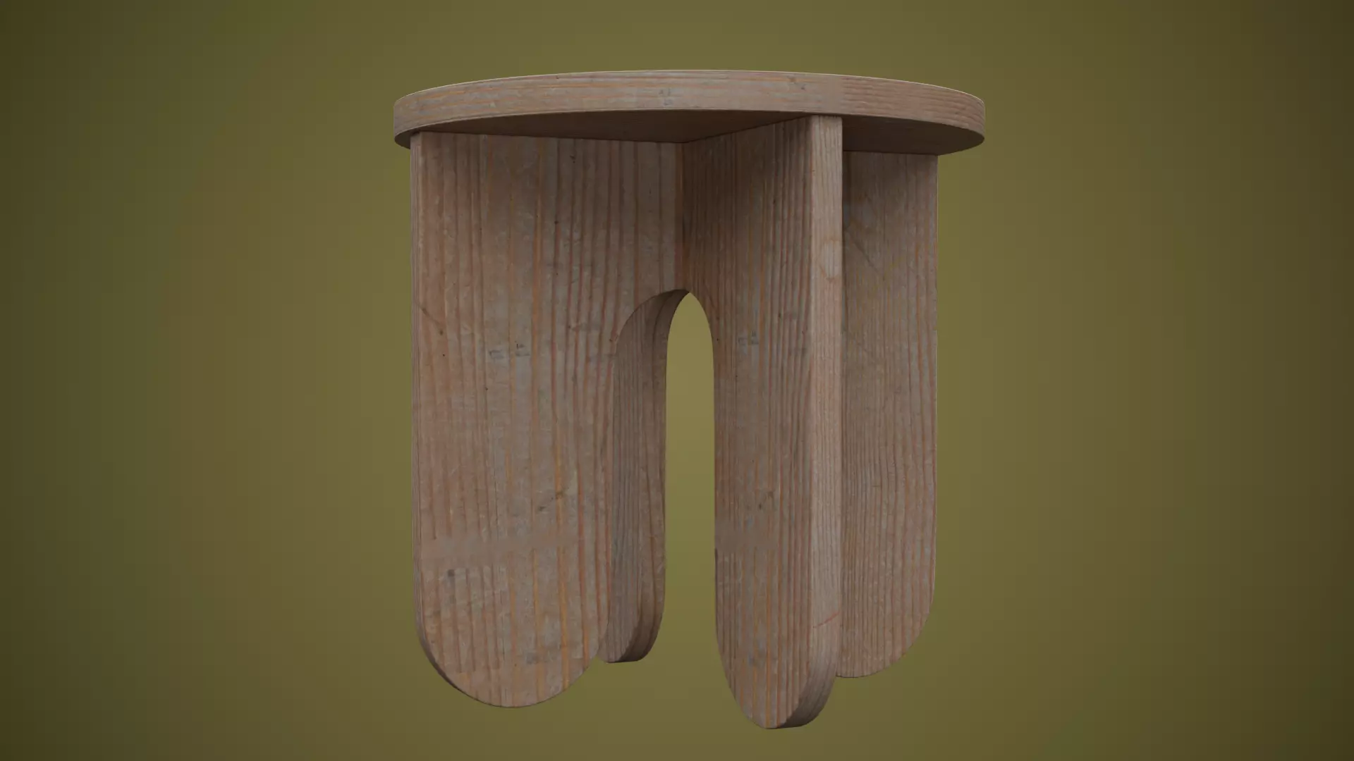 Wooden Stool Modern Side Table Low-poly 3D model_4