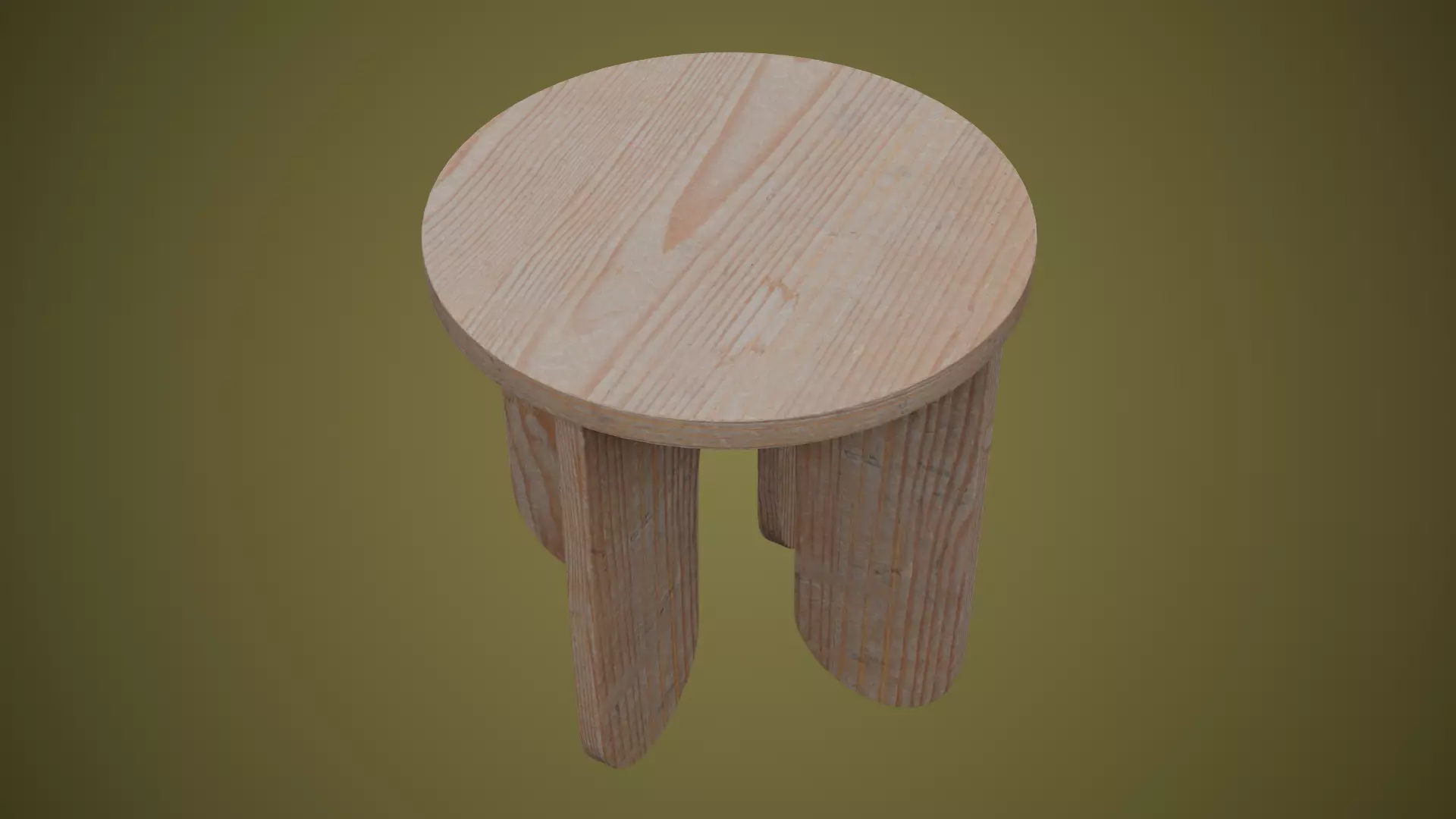 Wooden Stool Modern Side Table Low-poly 3D model_3