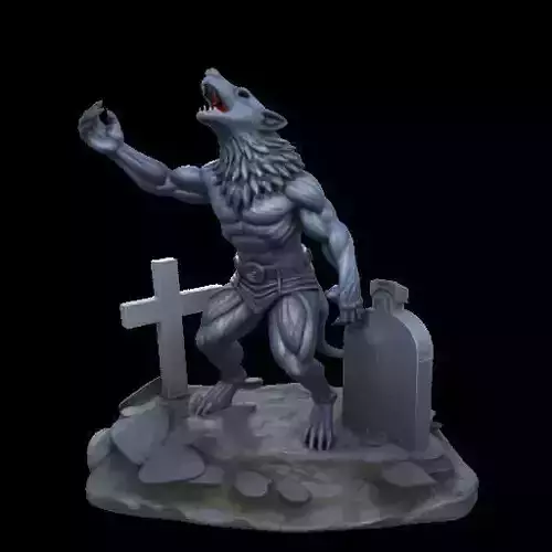 2189 COLORFUL Werewolf Howling  3D Model  magic