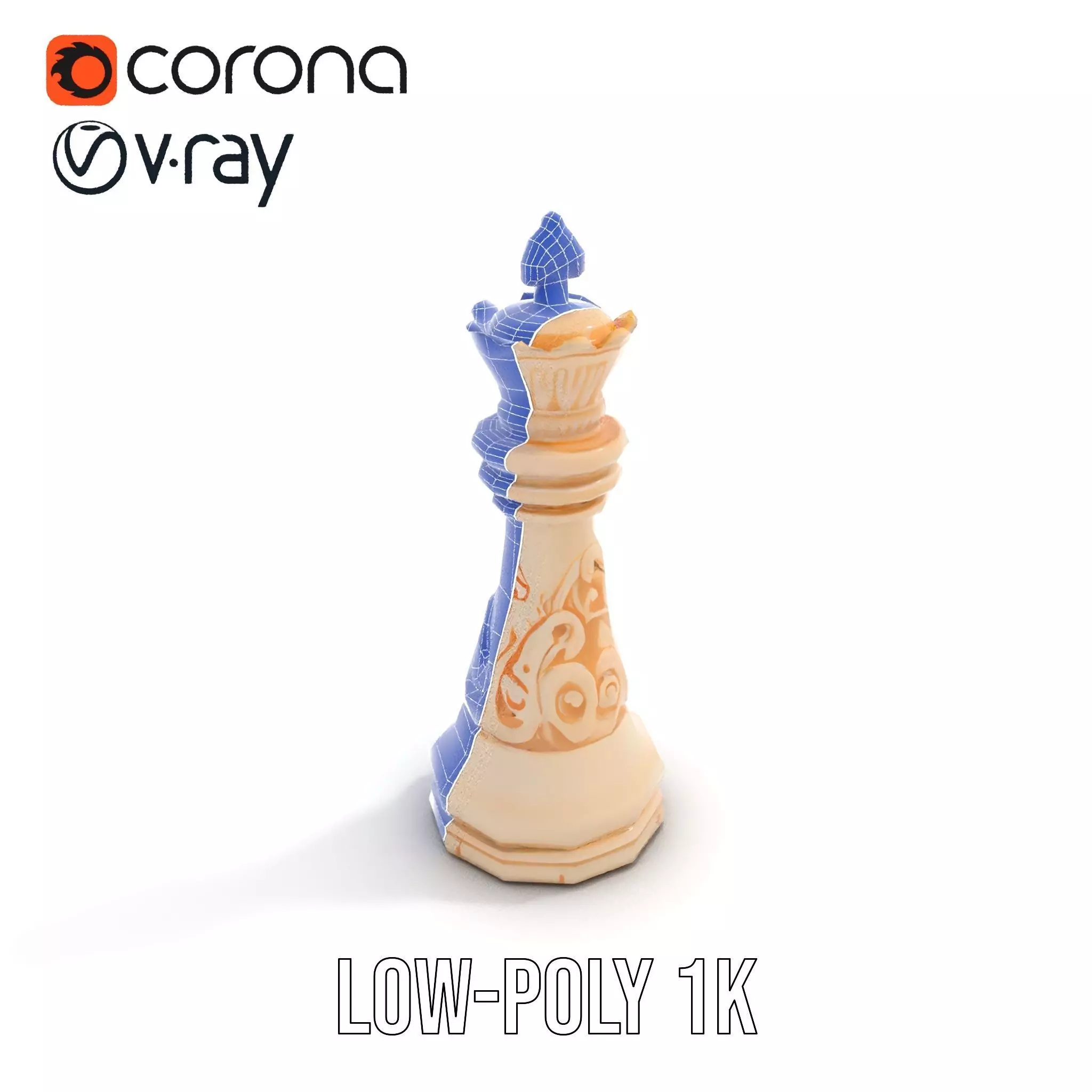 Ivory Chess King model pack Low-poly 3D model_16