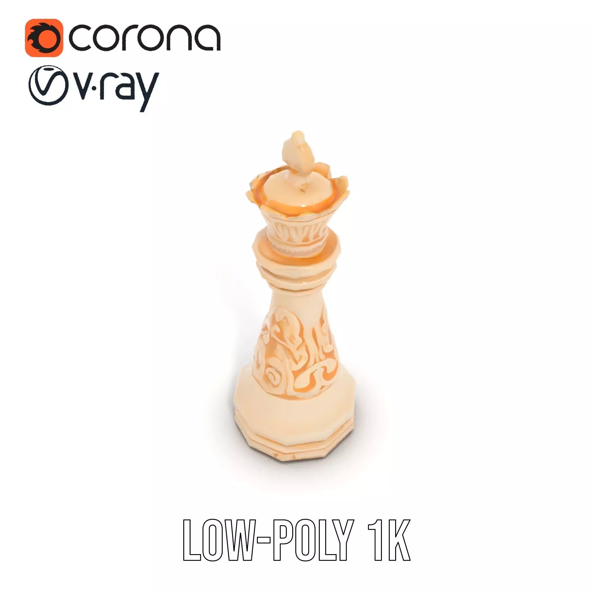 Ivory Chess King model pack Low-poly 3D model_12