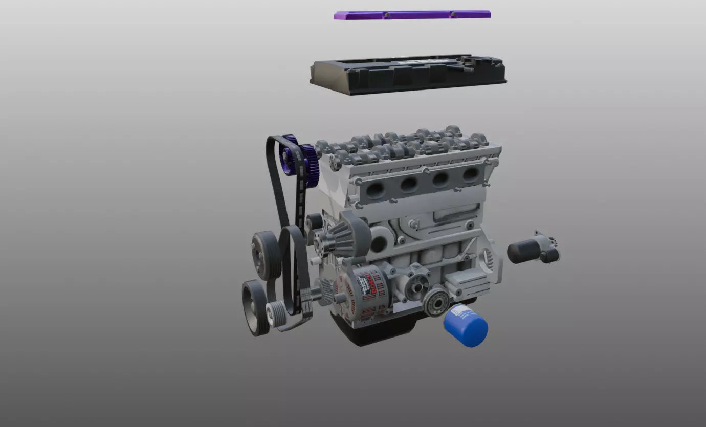 3D model of Honda I4 engine 3D model_5