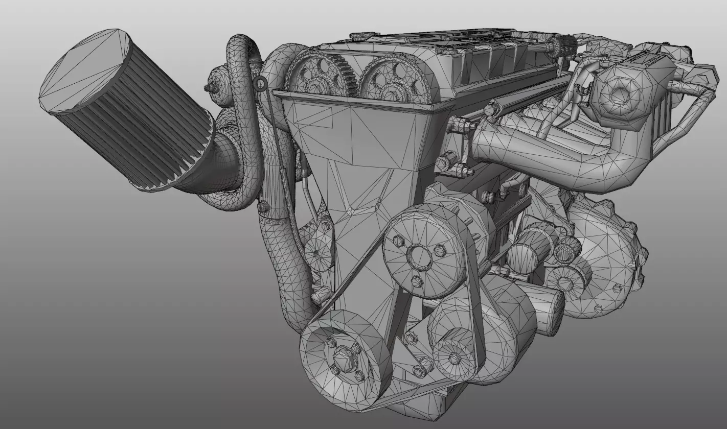 3D model of Honda I4 engine 3D model_24