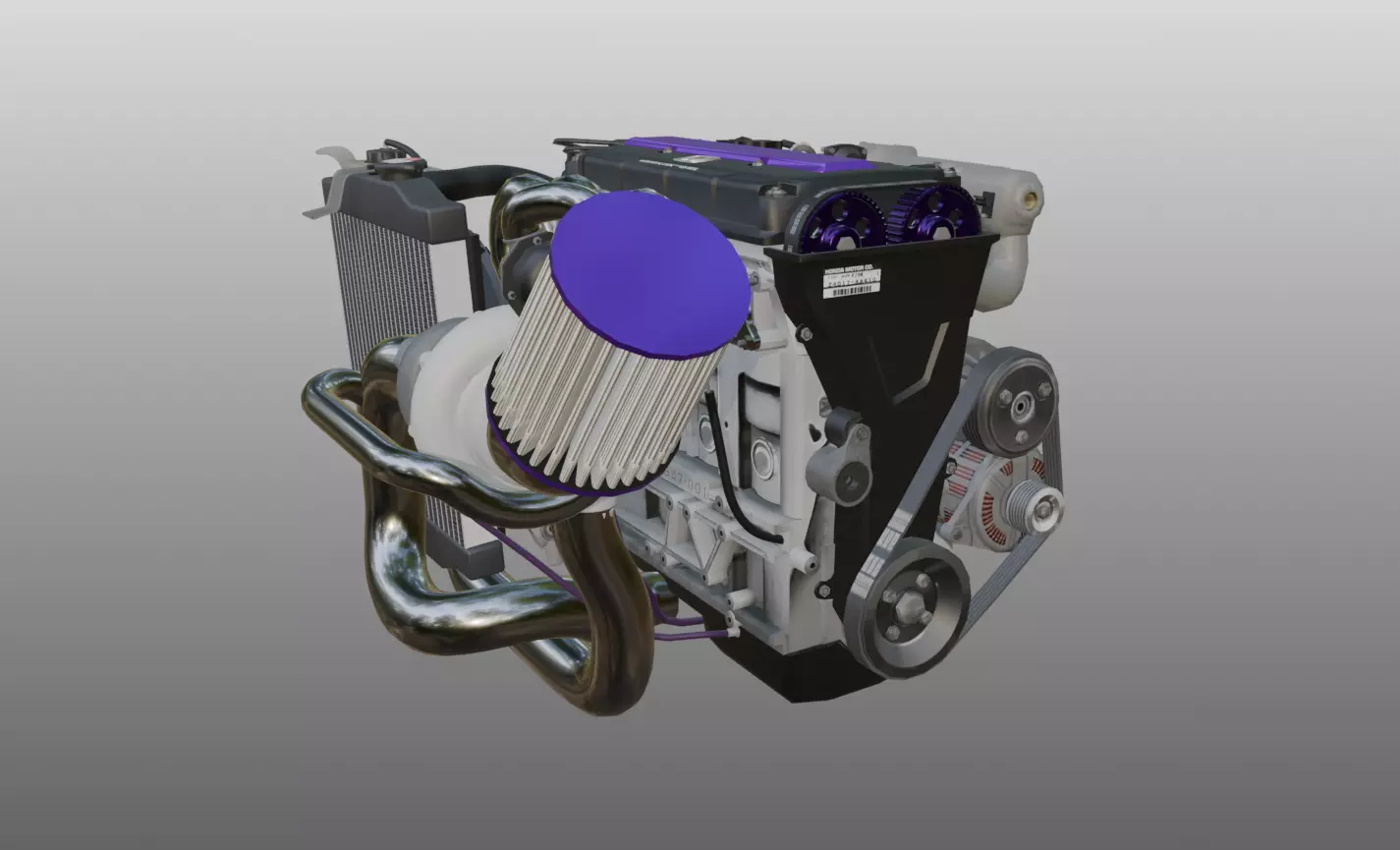 3D model of Honda I4 engine 3D model_19