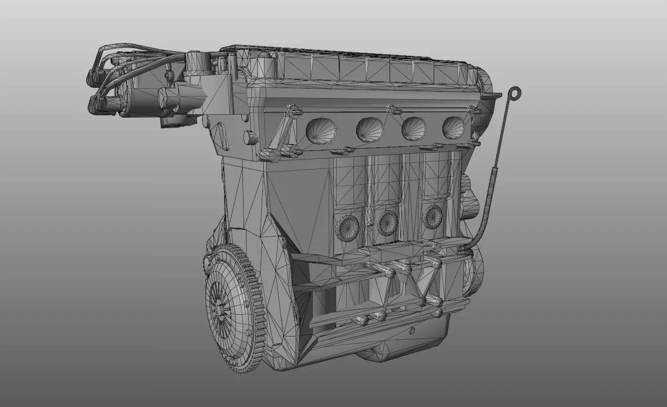 3D model of Honda I4 engine 3D model_4