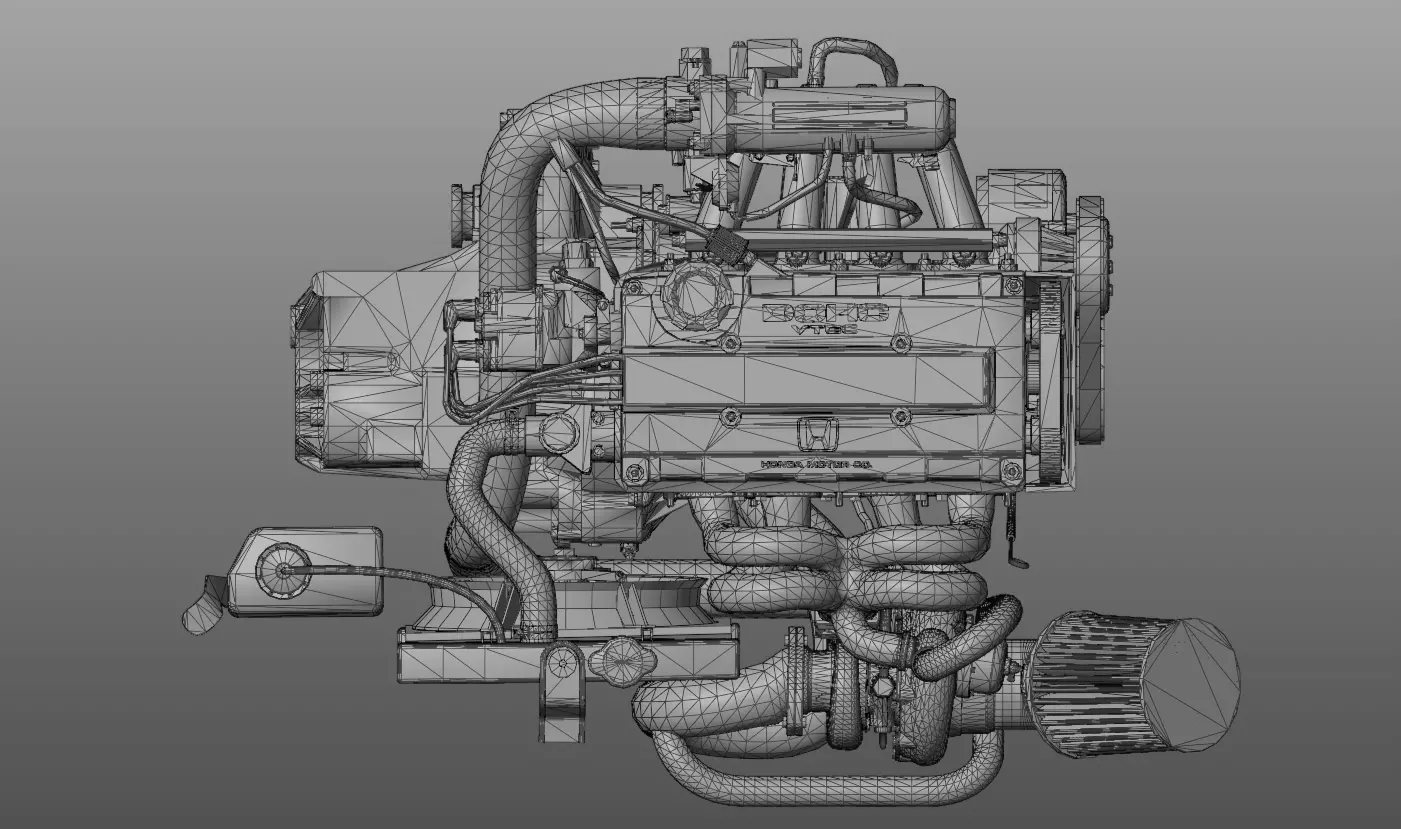3D model of Honda I4 engine 3D model_2