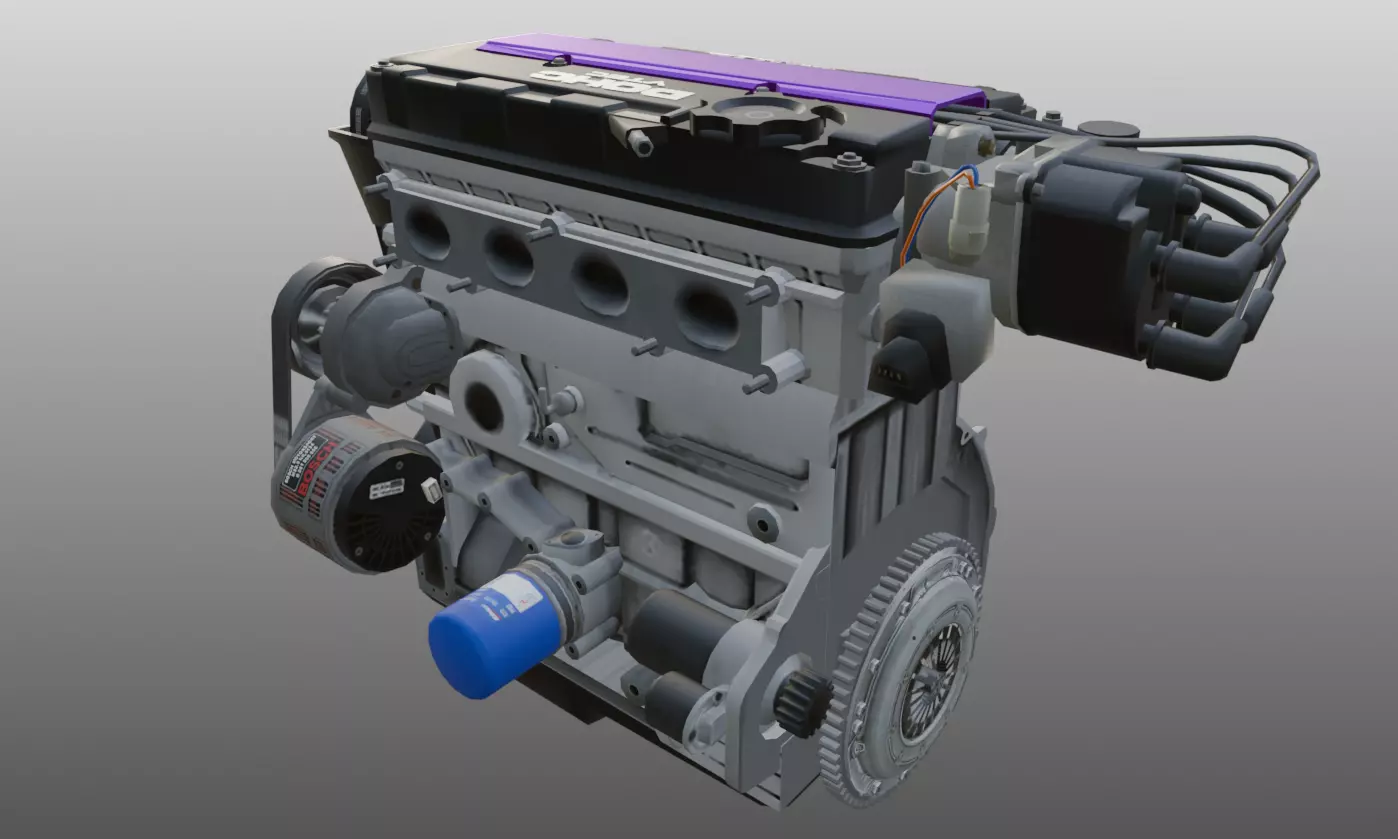 3D model of Honda I4 engine 3D model_3