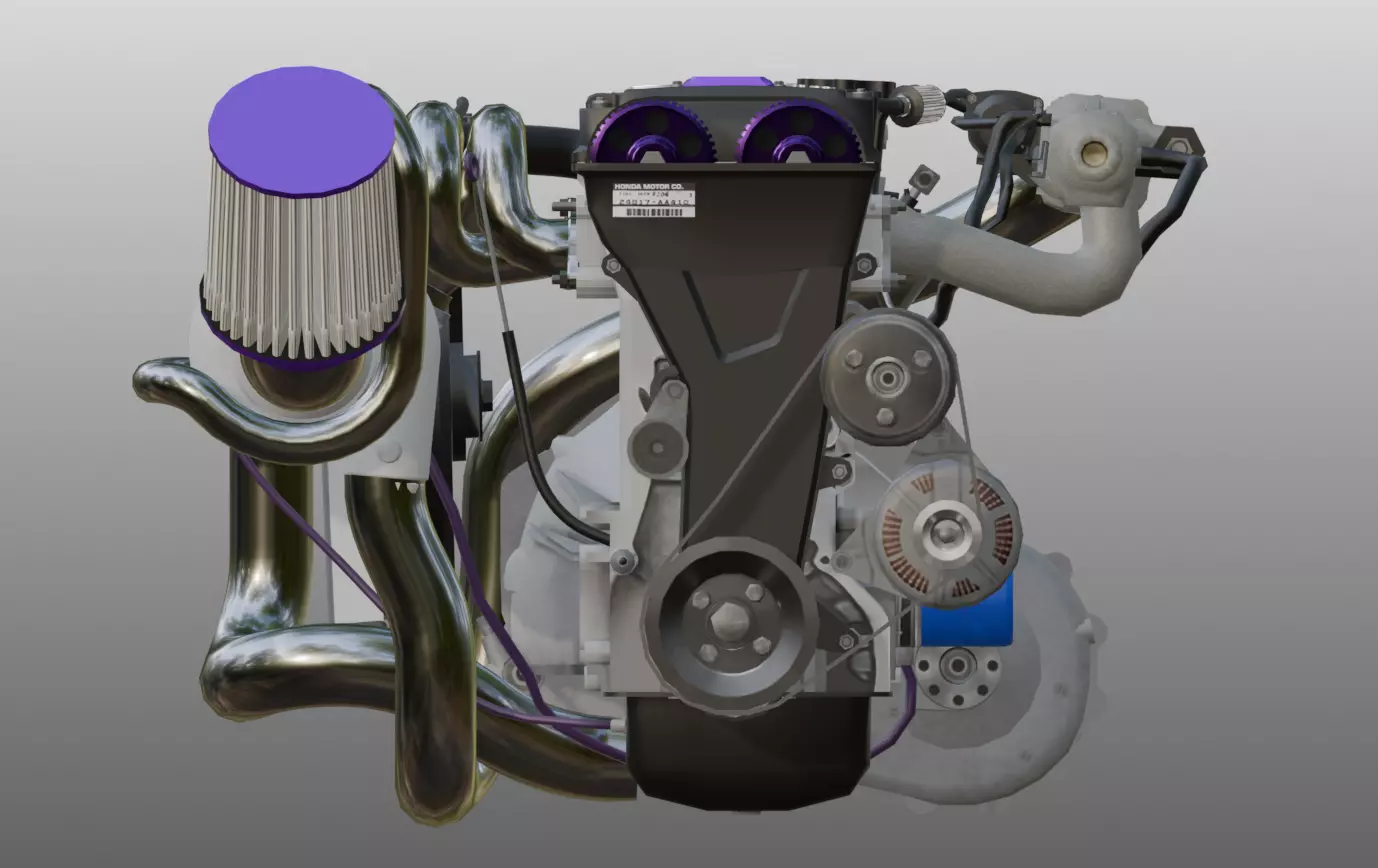 3D model of Honda I4 engine 3D model_11