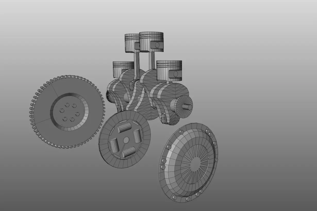 3D model of Honda I4 engine 3D model_10