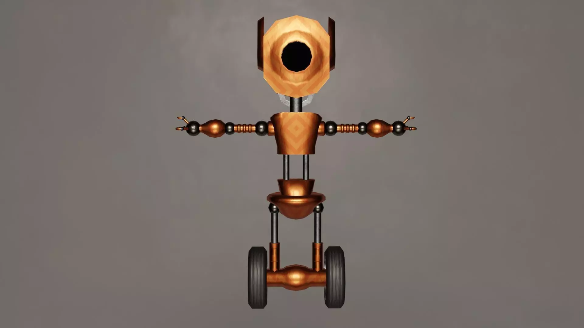 Low Poly Wheel Robot- Rigged Low-poly 3D model_0