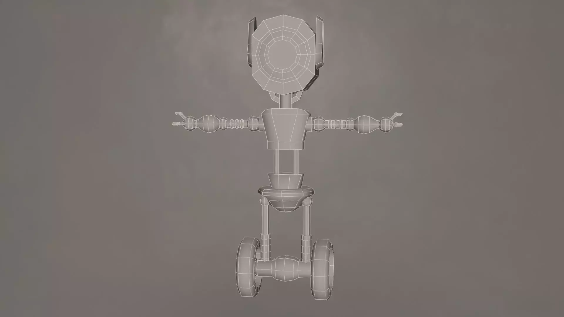 Low Poly Wheel Robot- Rigged Low-poly 3D model_6