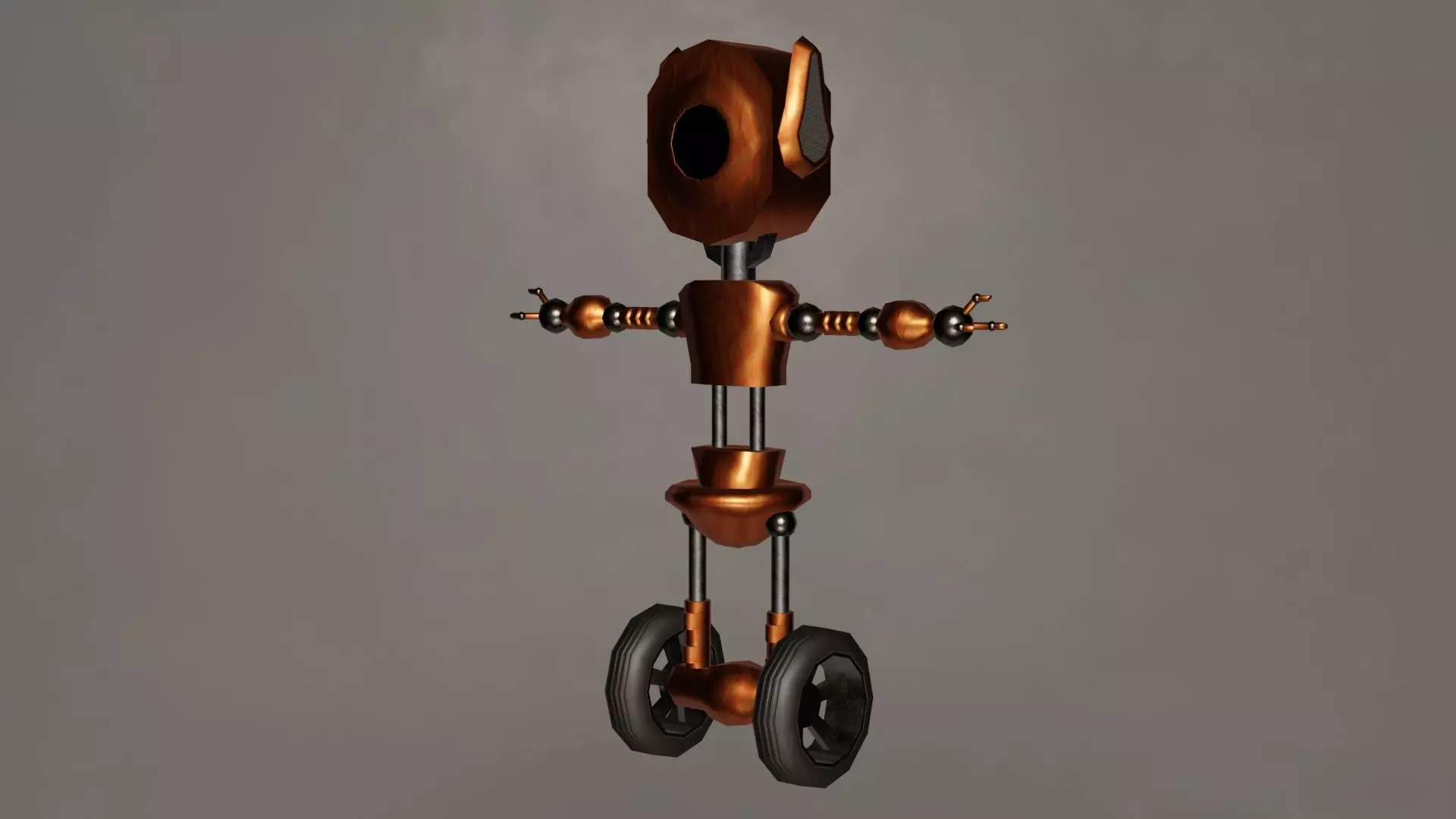 Low Poly Wheel Robot- Rigged Low-poly 3D model_13