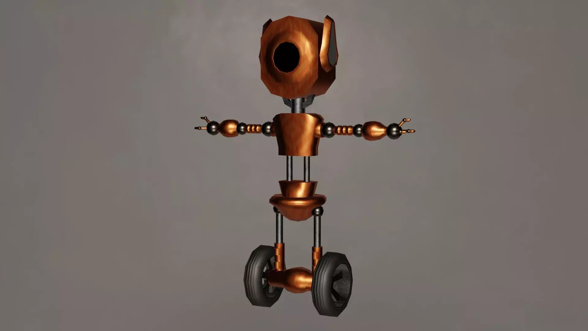 Low Poly Wheel Robot- Rigged Low-poly 3D model_10