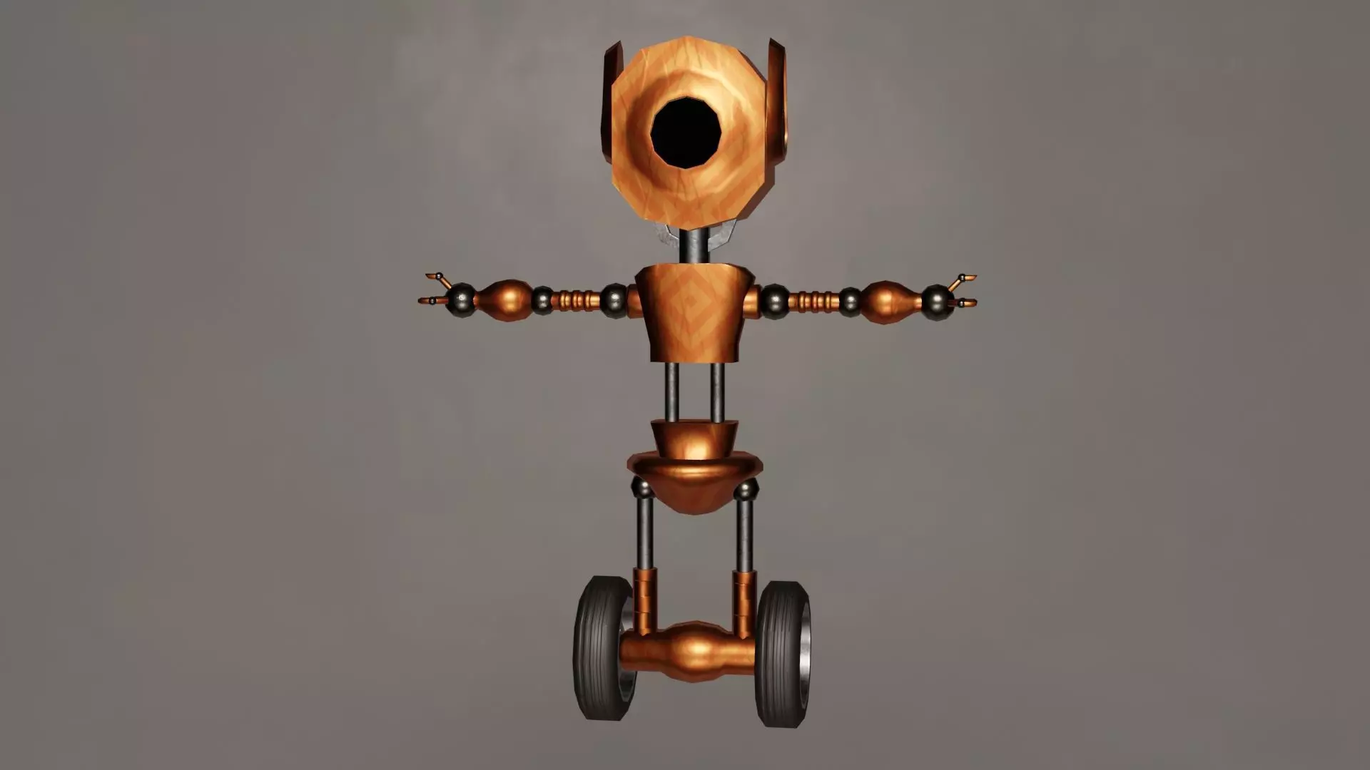 Low Poly Wheel Robot- Rigged Low-poly 3D model_4