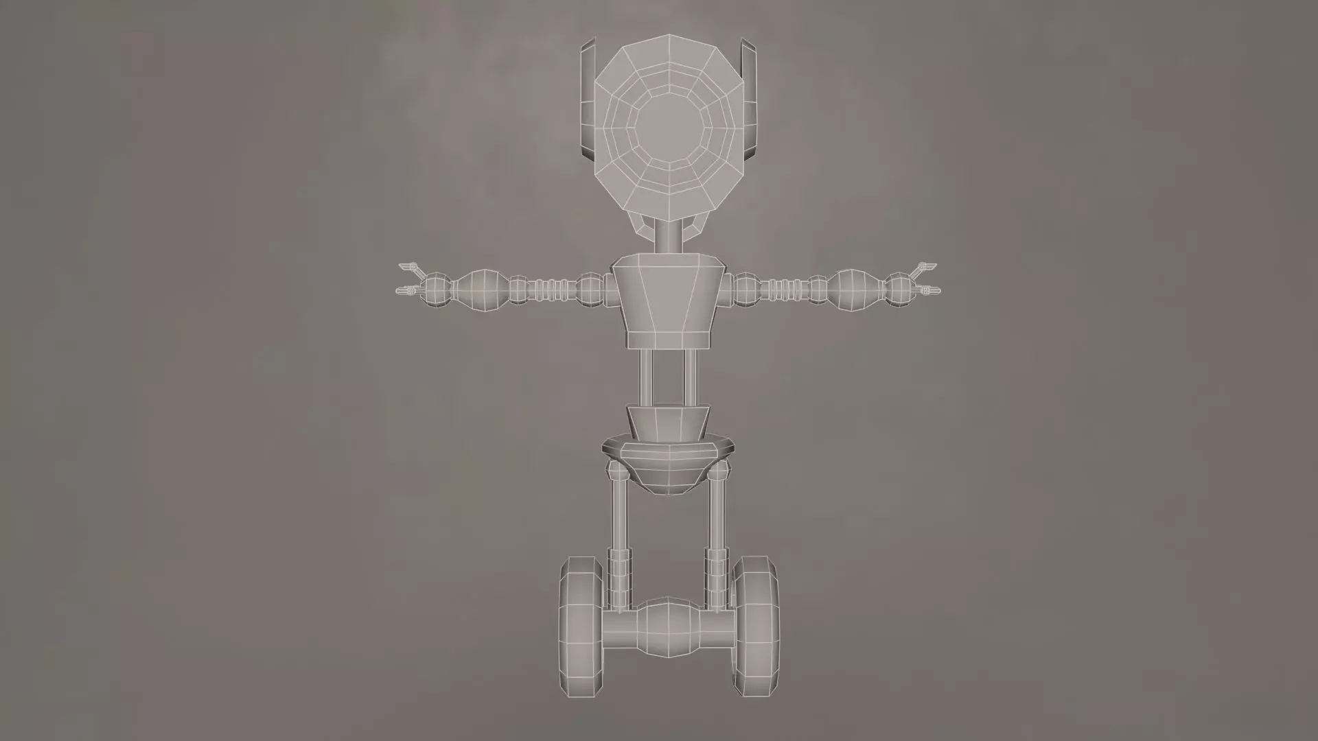 Low Poly Wheel Robot- Rigged Low-poly 3D model_3