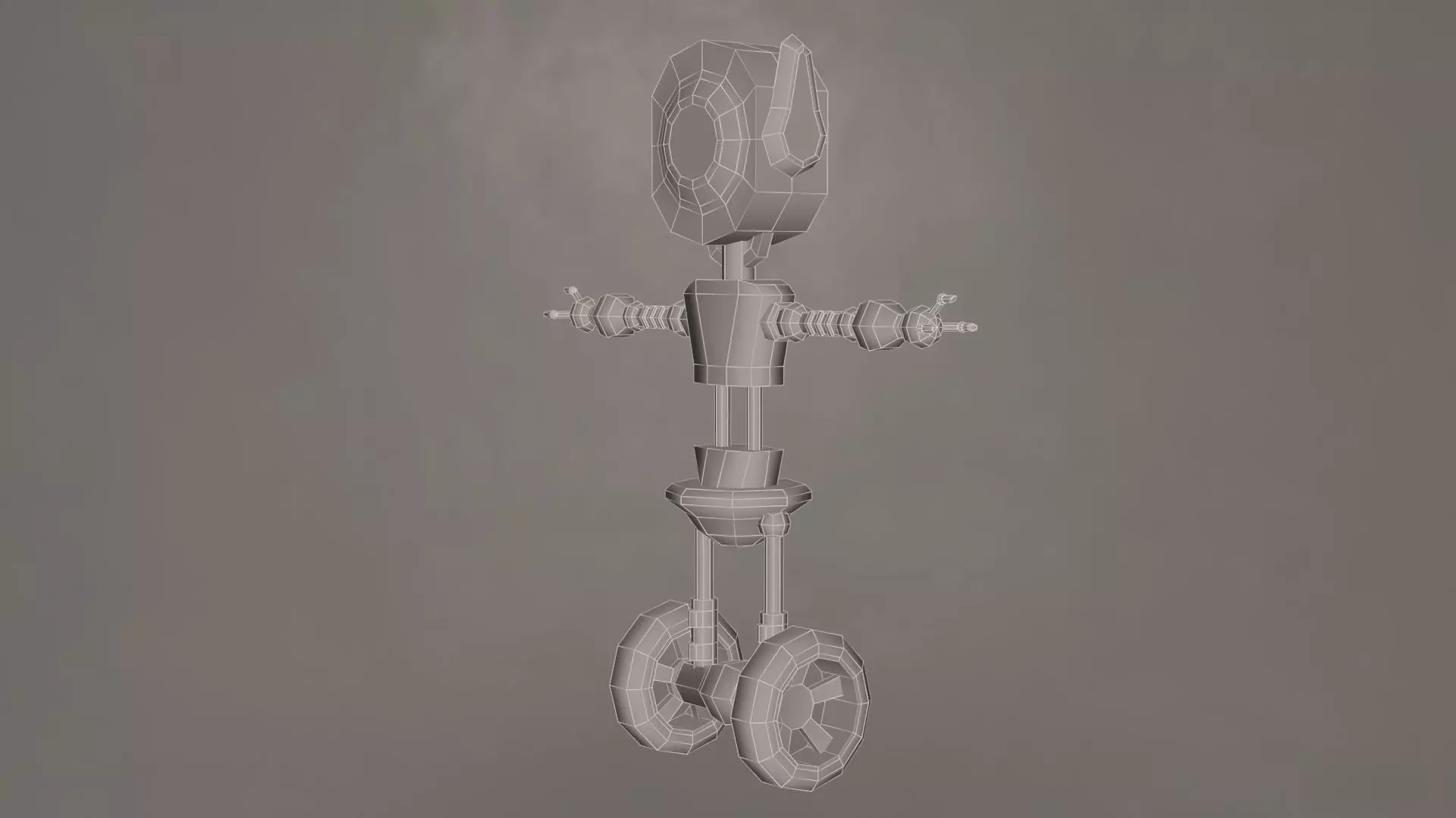 Low Poly Wheel Robot- Rigged Low-poly 3D model_18