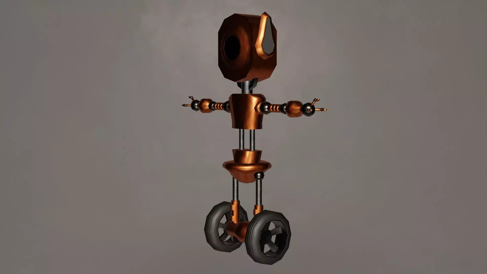 Low Poly Wheel Robot- Rigged Low-poly 3D model_16