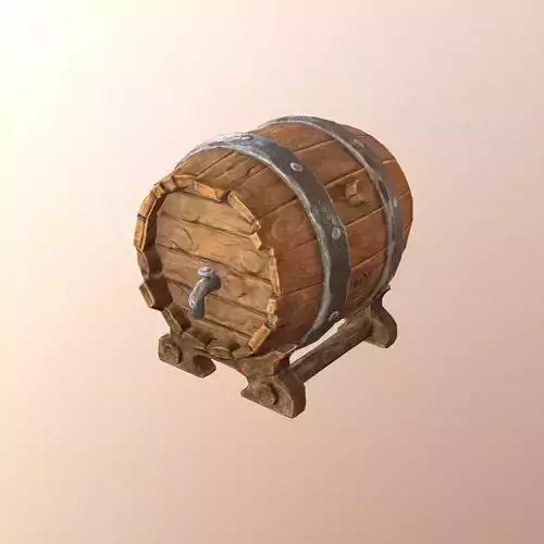 Stylized Pirate Barrel 2 with metal tap - PBR Game Ready