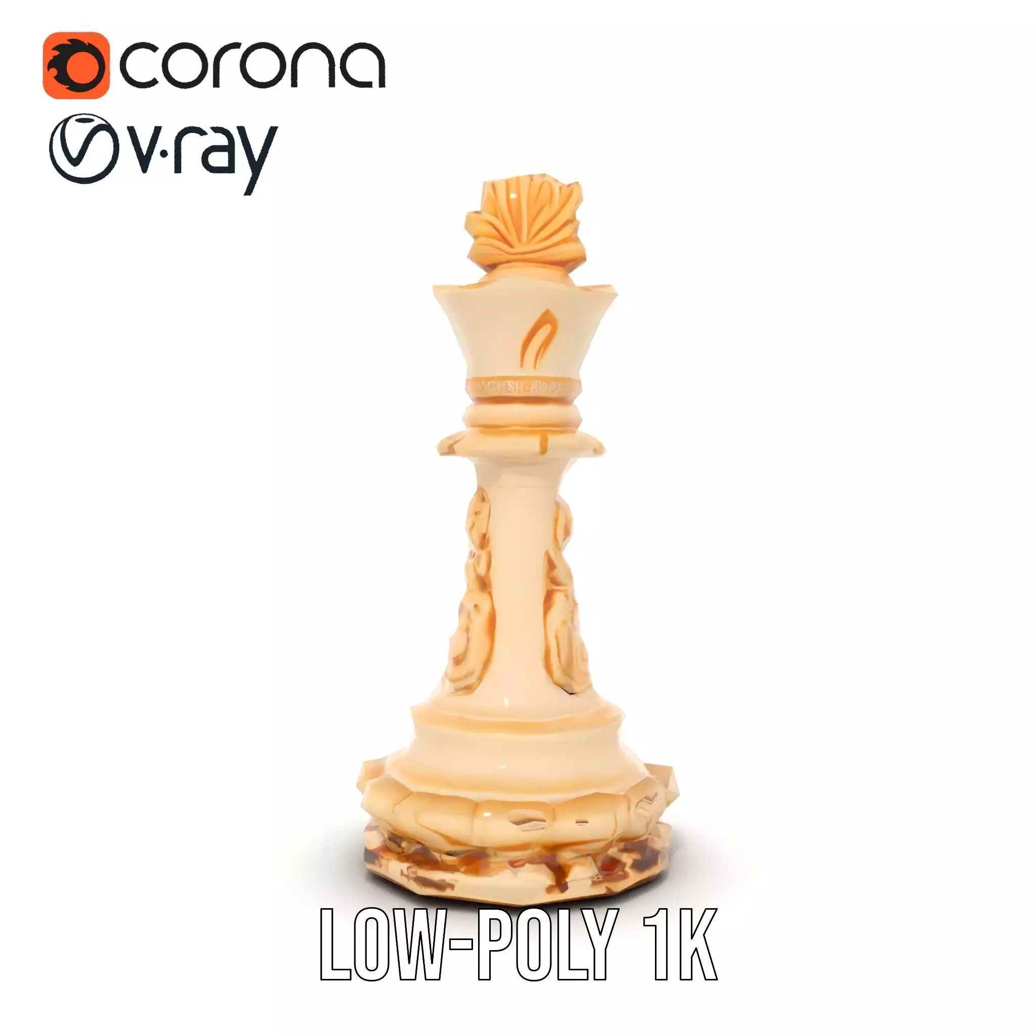 Elegant Ivory Chess King model pack Low-poly 3D model_9